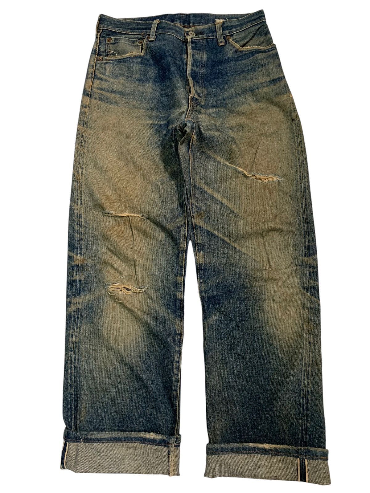 Sugar Cane VINTAGE SUGAR CANE SELVEDGE FADED & RUSTY DISTRESSED DENIM Size US 30 / EU 46 - 5 Thumbnail