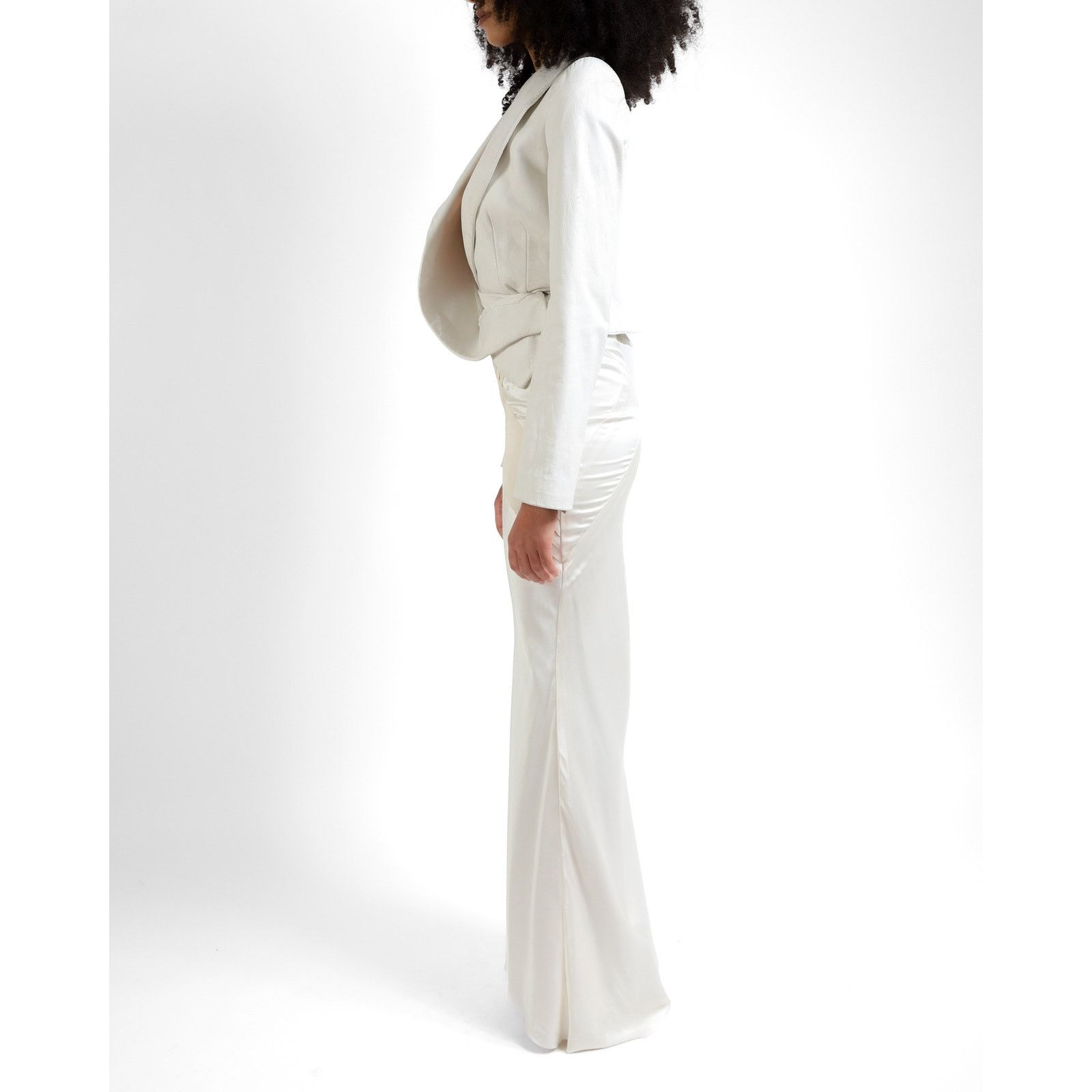 Haider Ackermann FW12 Asymmetrical Jacket with Lapel Collar in White Leather Size XS / US 0-2 / IT 36-38 - 4 Thumbnail