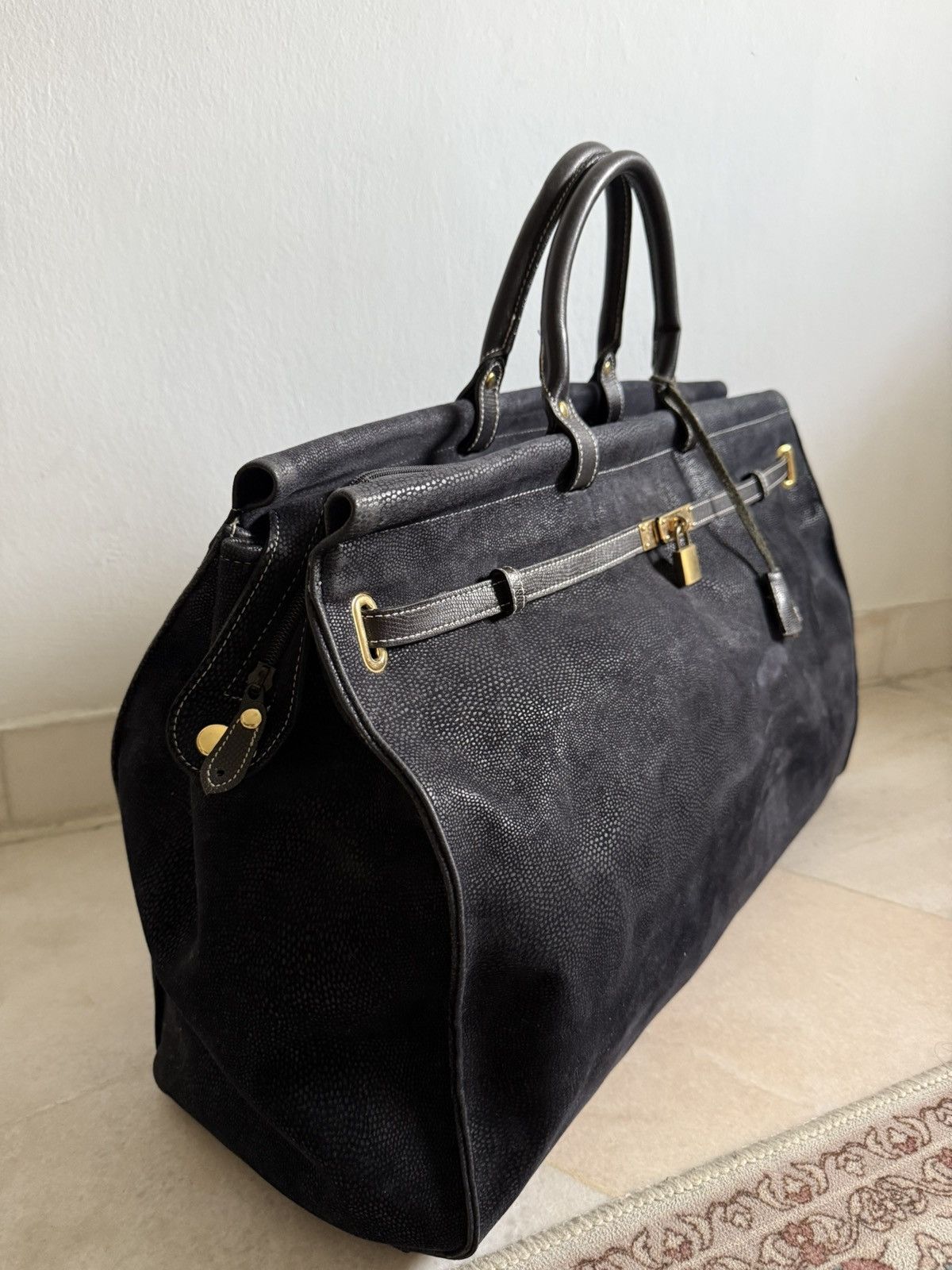 Vintage Black large leather Birkin tote bag Size ONE SIZE - 10 Thumbnail