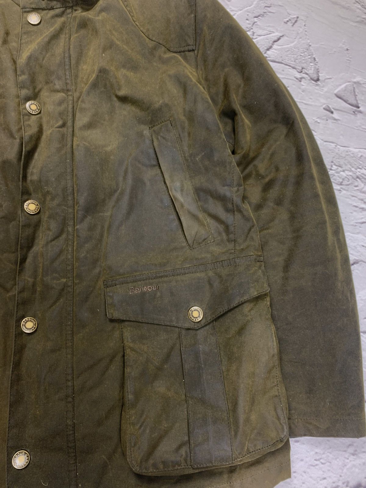 Barbour Barbour Leeward Waxed Cotton Jacket Olive Size L Size US L / EU 52-54 / 3 - 3 Thumbnail