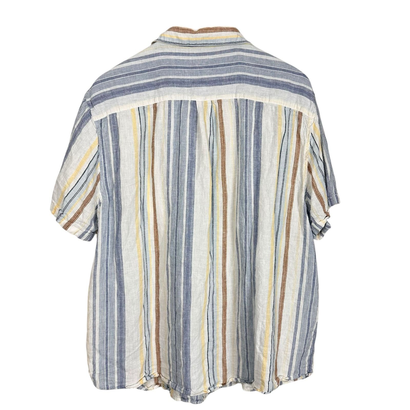 Lucky Brand Lucky Brand Linen Short Sleeve San Gabriel Blue Stripe Sz XL Size US XL / EU 56 / 4 - 5 Thumbnail