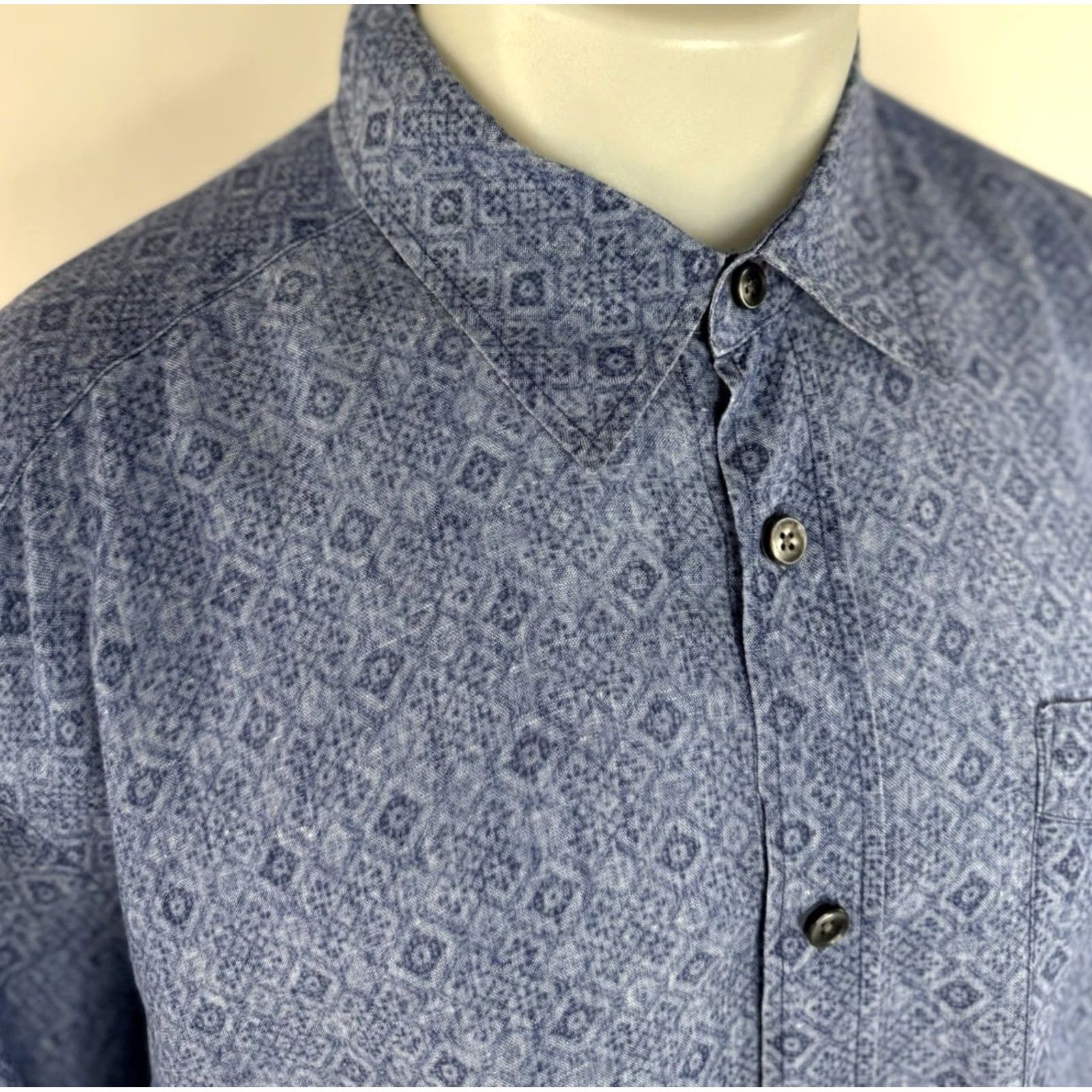 Vintage J.L. POWELL - LINEN Geometric Vintage XL Shirt - EXCELLENT Size US XL / EU 56 / 4 - 2 Thumbnail
