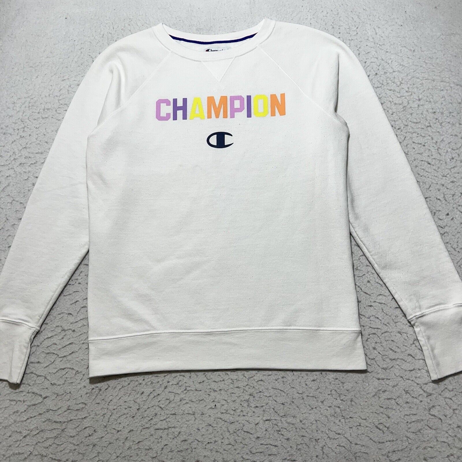 Champion Champion White Crewneck Sweatshirt Colorful Logo Pullover Size M / US 6-8 / IT 42-44 - 1 Thumbnail