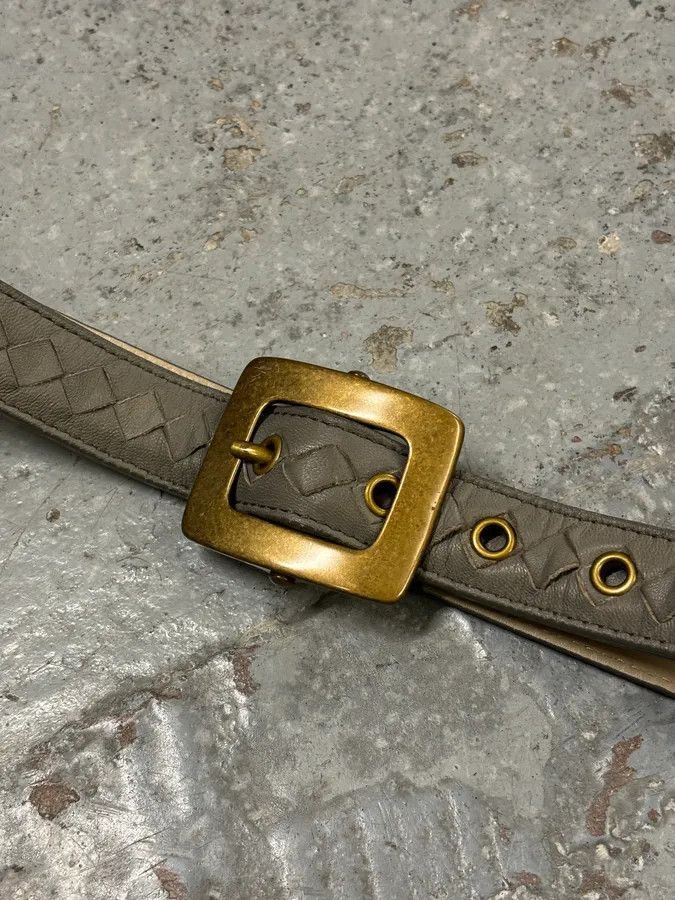 Bottega Veneta Bottega Veneta Grey Belt Intrecciato Woven Leather Belt Size ONE SIZE - 4 Thumbnail