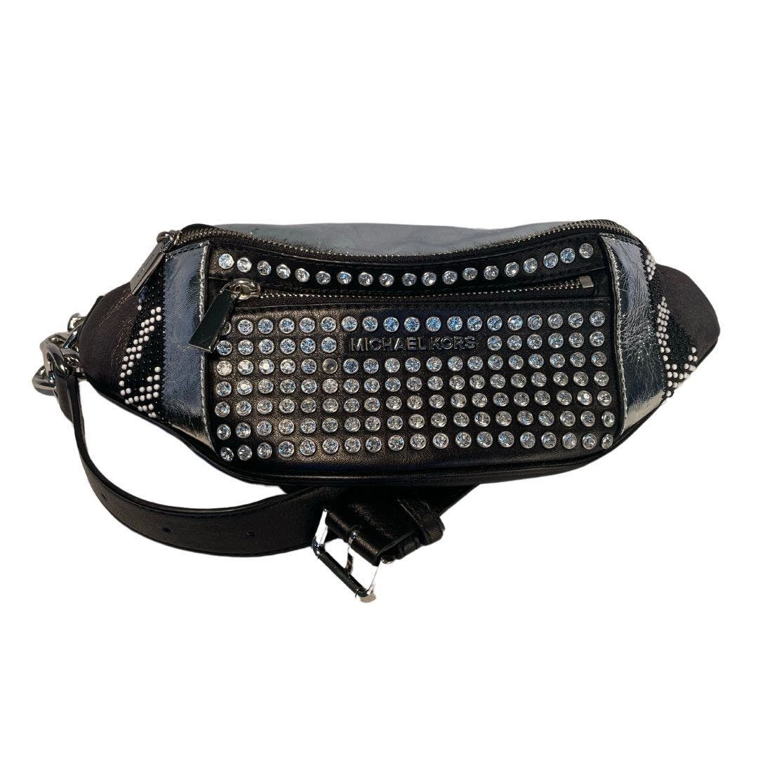 image of B14 Michael Kors Fanny Pack Rhinestone Black Crystal Strass, Women's