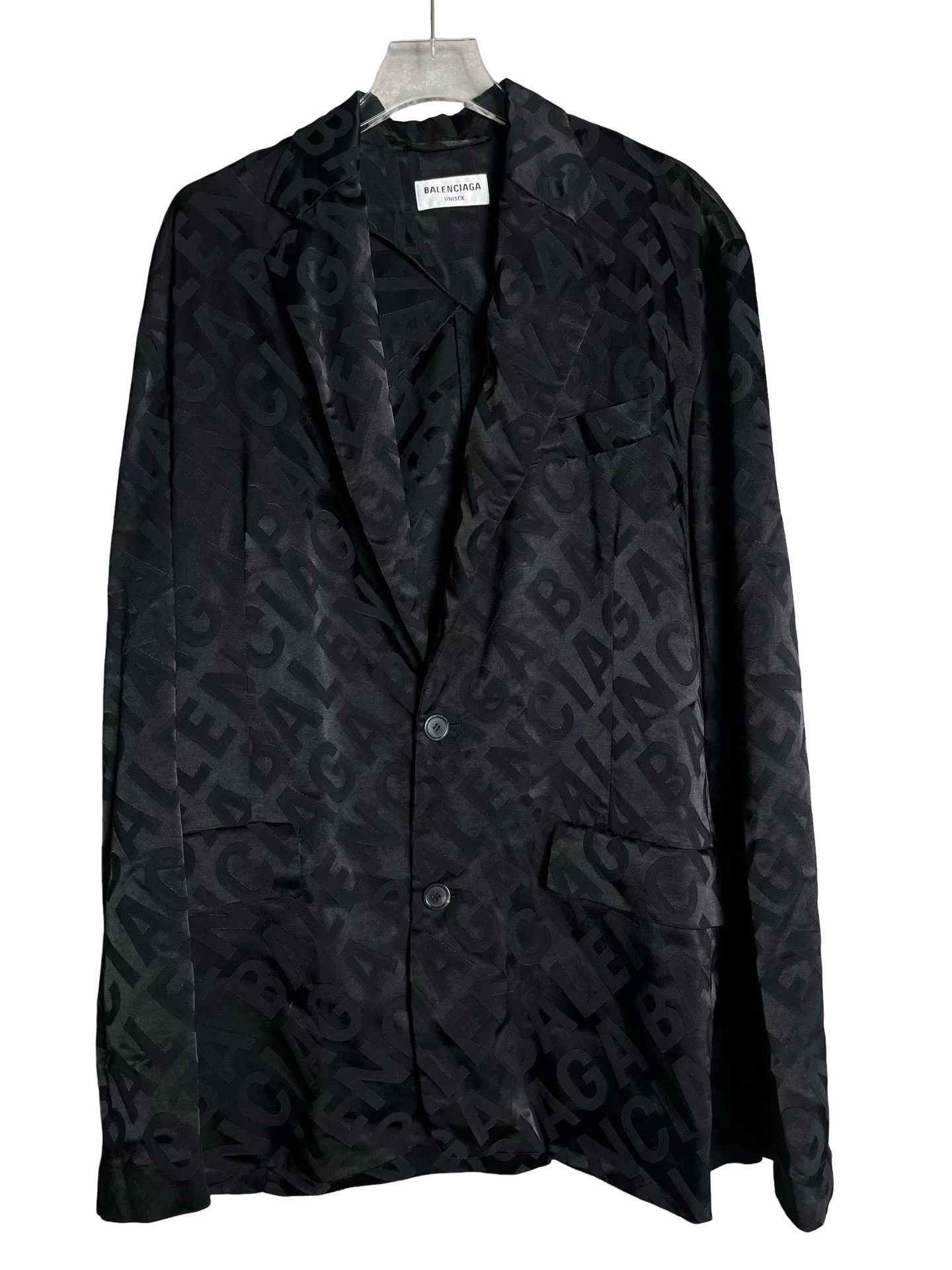 Balenciaga Balenciaga All-over Logo Silk Blazer Size 1 Size 36R - 1 Thumbnail