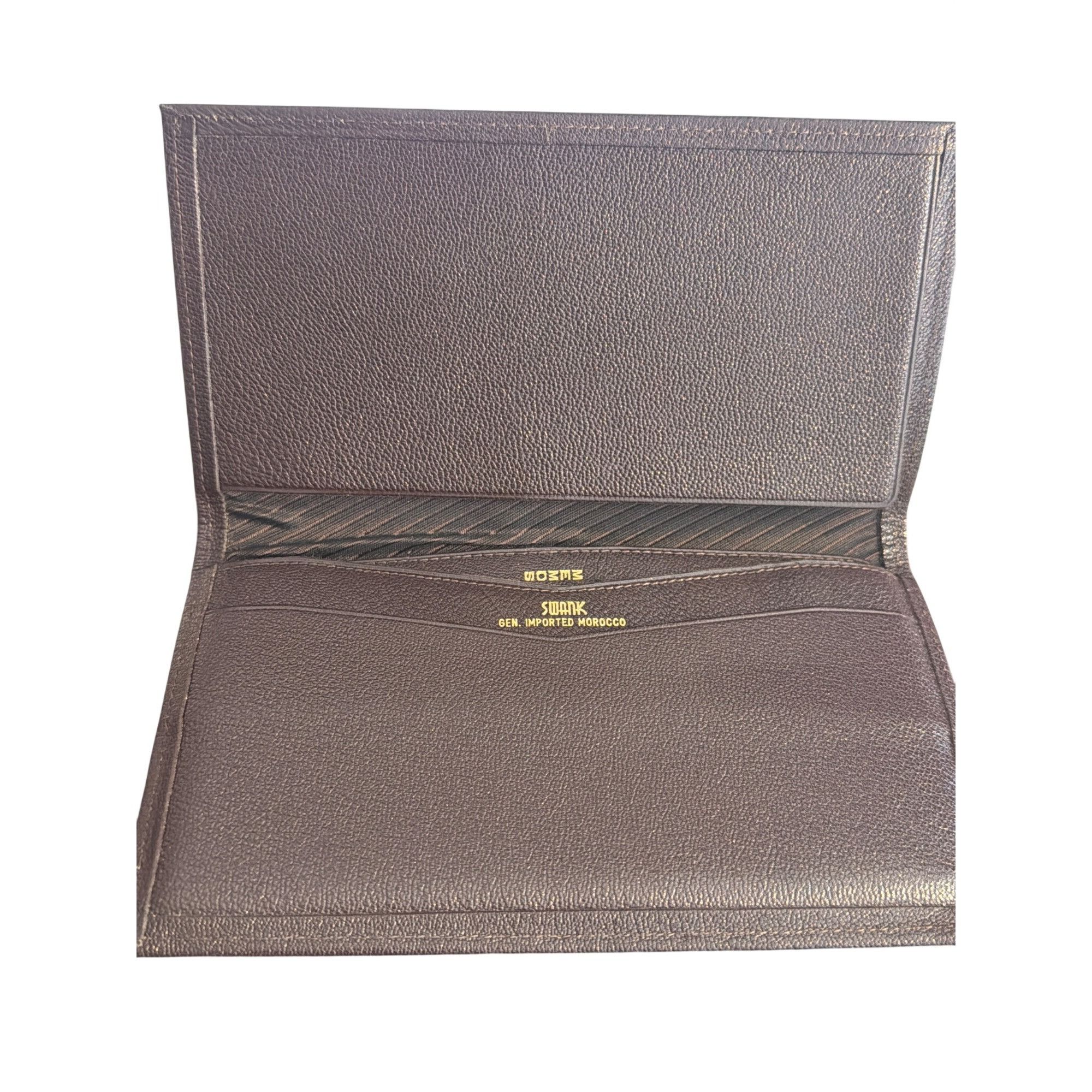 Other Vintage Swank Brown Leather Checkbook Cover Wallet Morocco C Size ONE SIZE - 1 Thumbnail