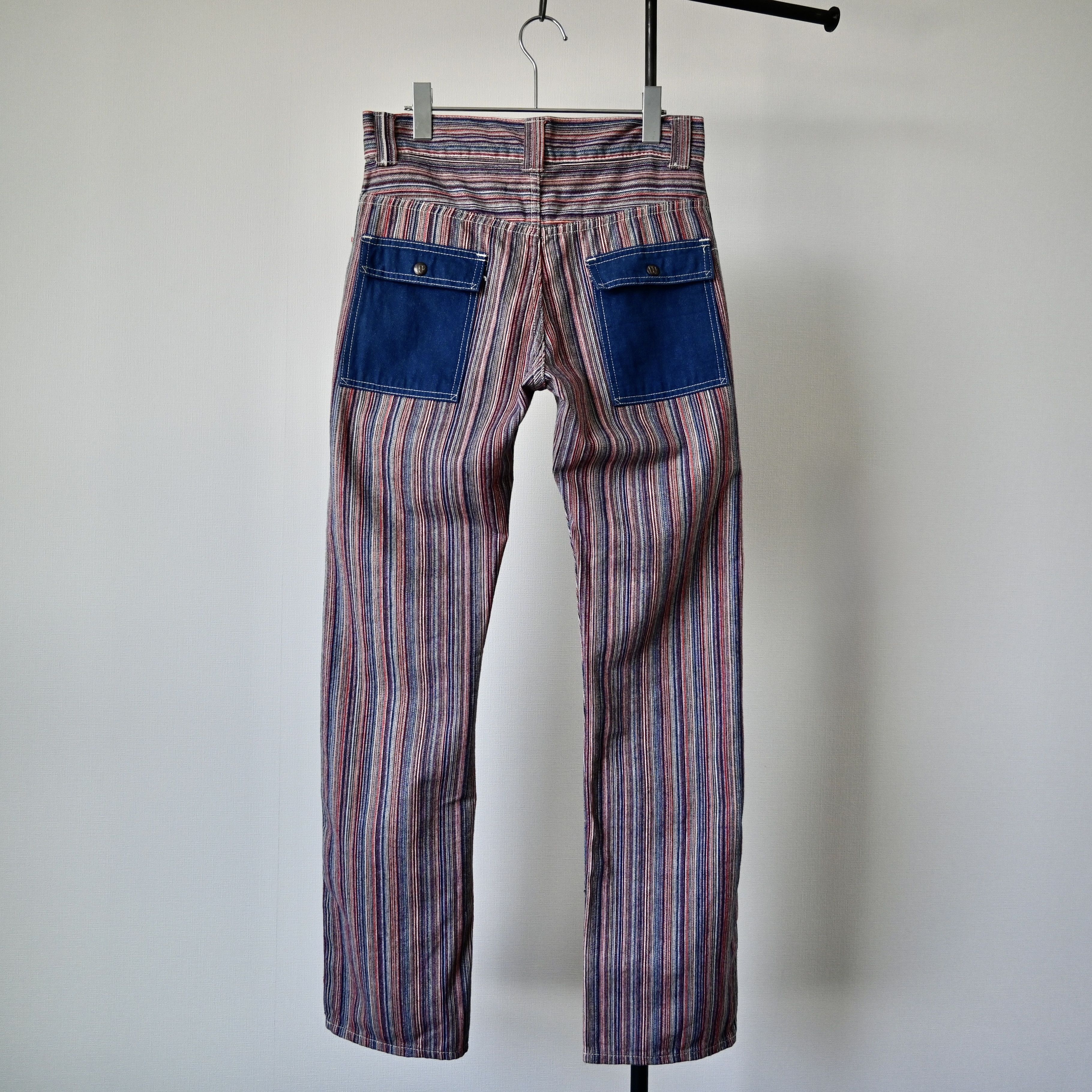 Warehouse & Co. DUBBLE WORKS 1970s Lee inspired striped cotton bush jeans Size US 31 - 1 Thumbnail