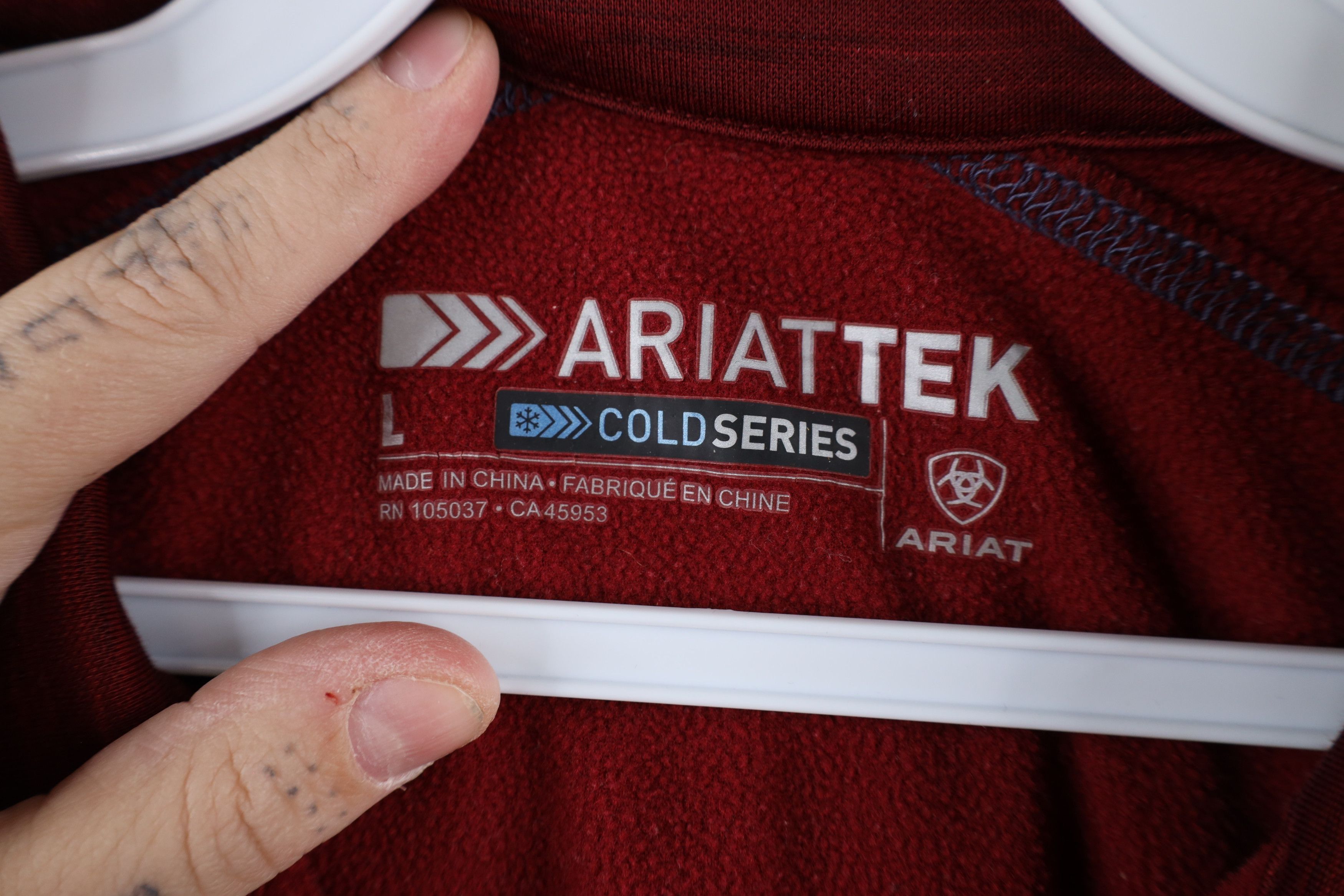 Ariat × Vintage Ariat Tek Series Spell Out Half Zip Pullover Sweatshirt Red Size L / US 10 / IT 46 - 6 Thumbnail