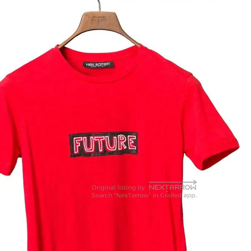 NeIL BarreTT Red Cotton T-Shirt for Men .