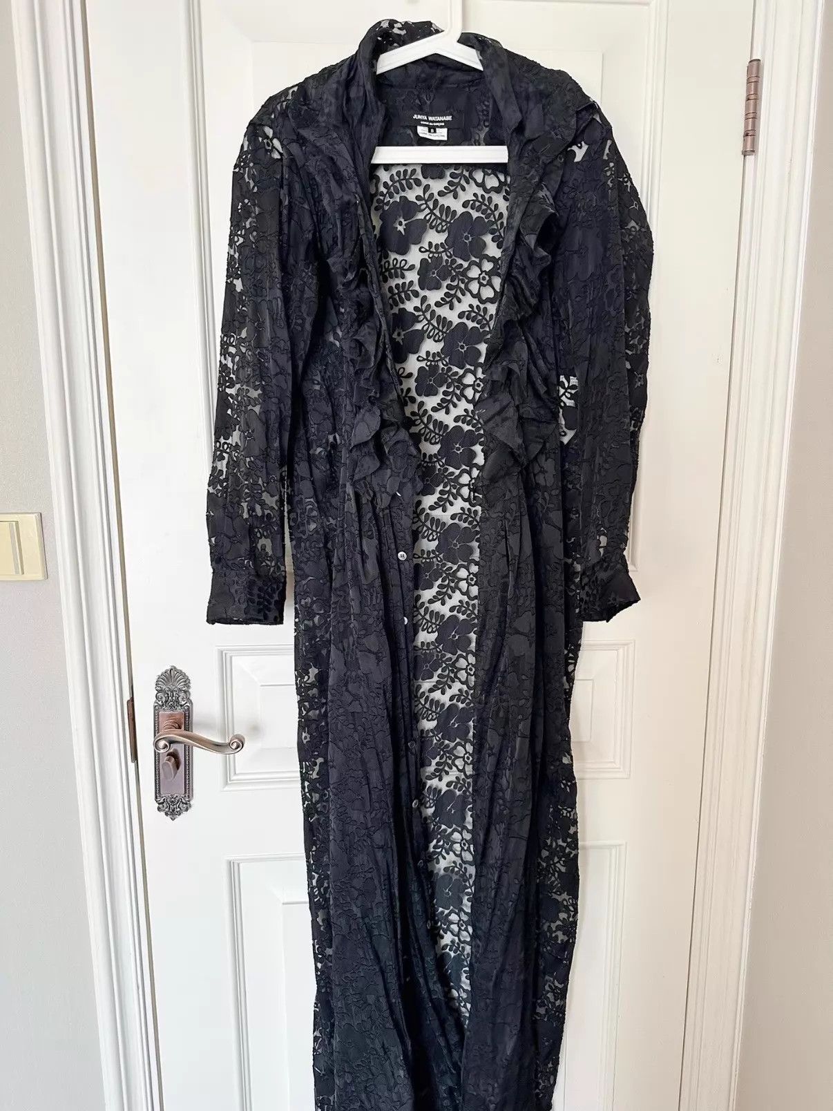 Junya Watanabe JUNYA WATANABE Classic Black Lace Long Coat S Size Size S / US 4 / IT 40 - 3 Thumbnail