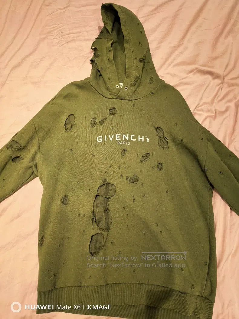 Givenchy Military Green Hole Hoodie (Size L)