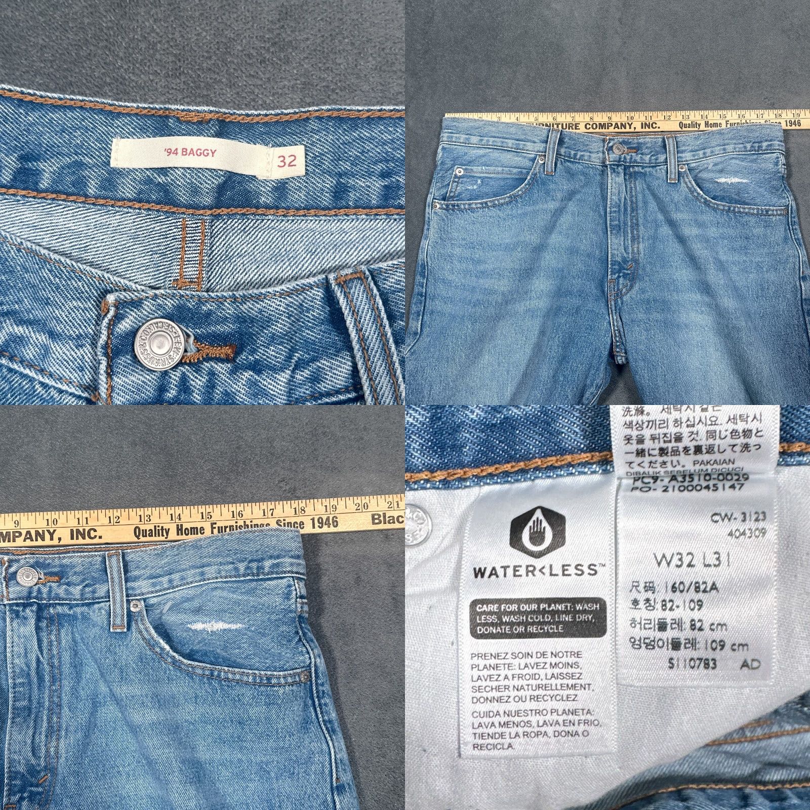 Levi's VINTAGE Levi's 94 Baggy Women's Jeans Regular Fit 32 Blue Denim Distressed 90s Skater Retro Size 24" / US 00 / IT 34 - 8 Thumbnail