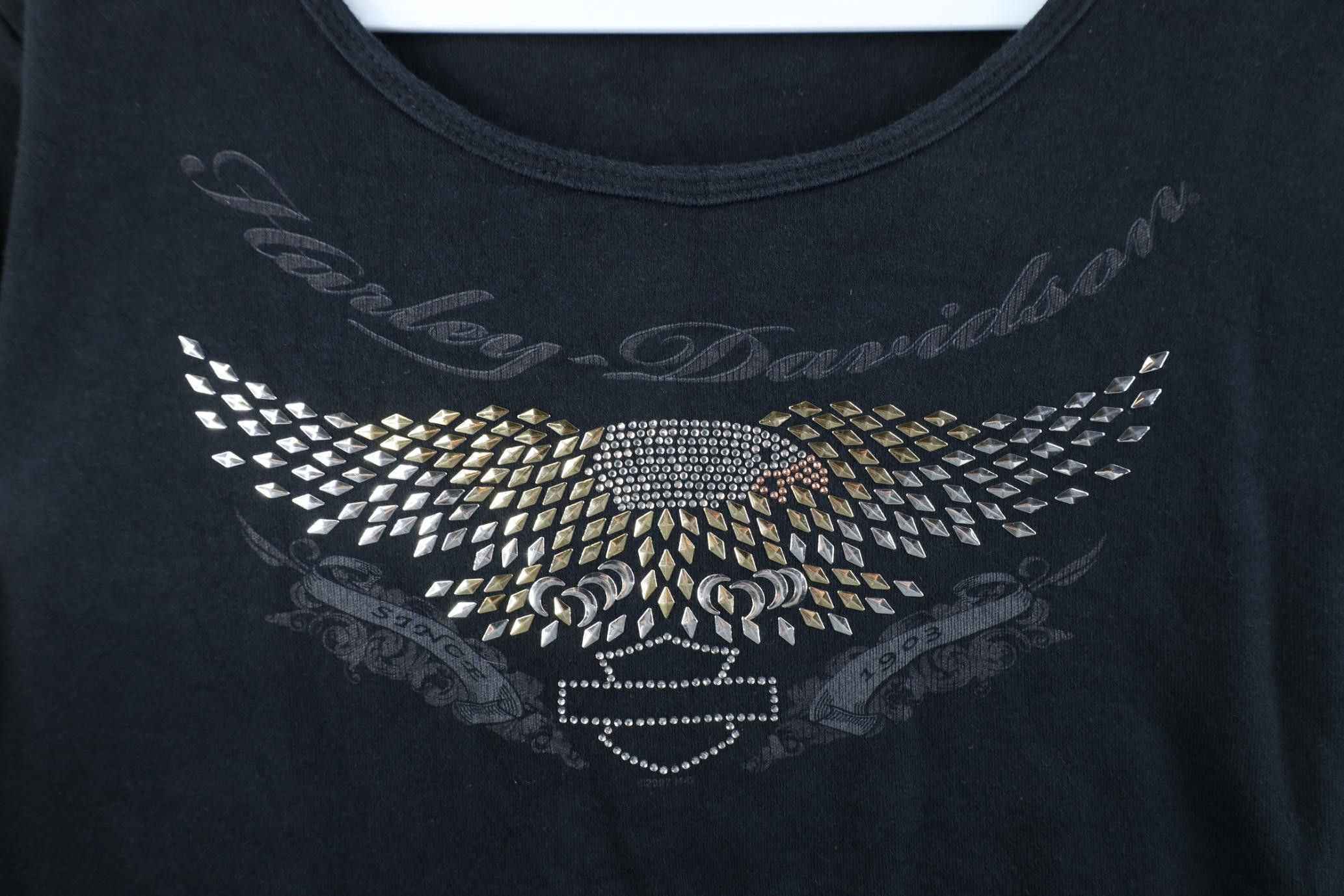 Harley Davidson Vintage Y2K 2002 Harley Davidson Sequined Eagle T-Shirt Size L / US 10 / IT 46 - 4 Thumbnail