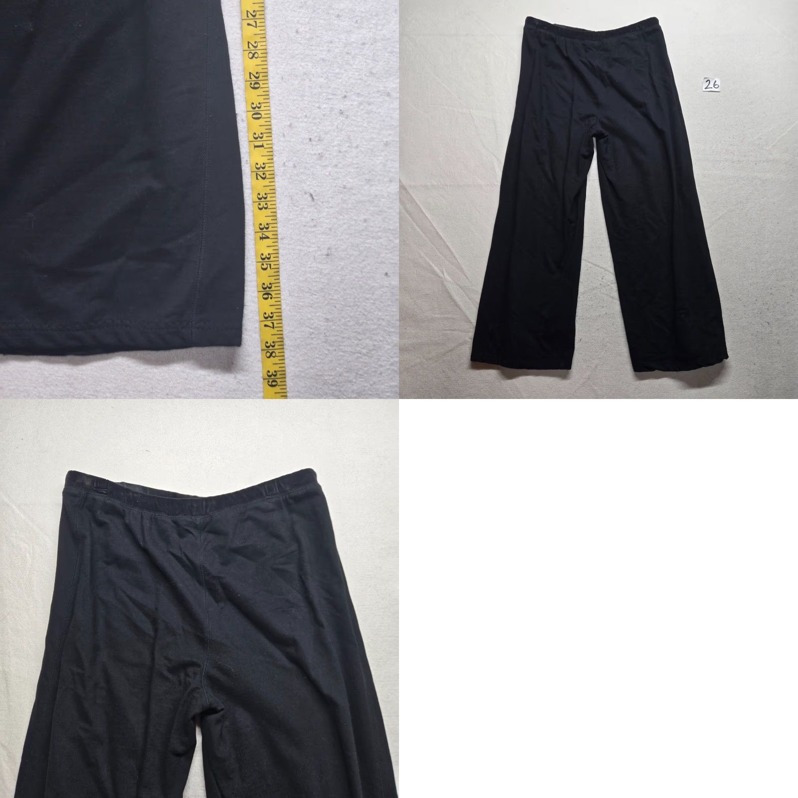 Vintage Onque Casuals Pants Ladies Solid Black Tie Waist L Regular Black Cotton Blend Knit Straight Front Pockets 20in Inseam Womens Size 36" / US 14 / IT 50 - 8 Thumbnail