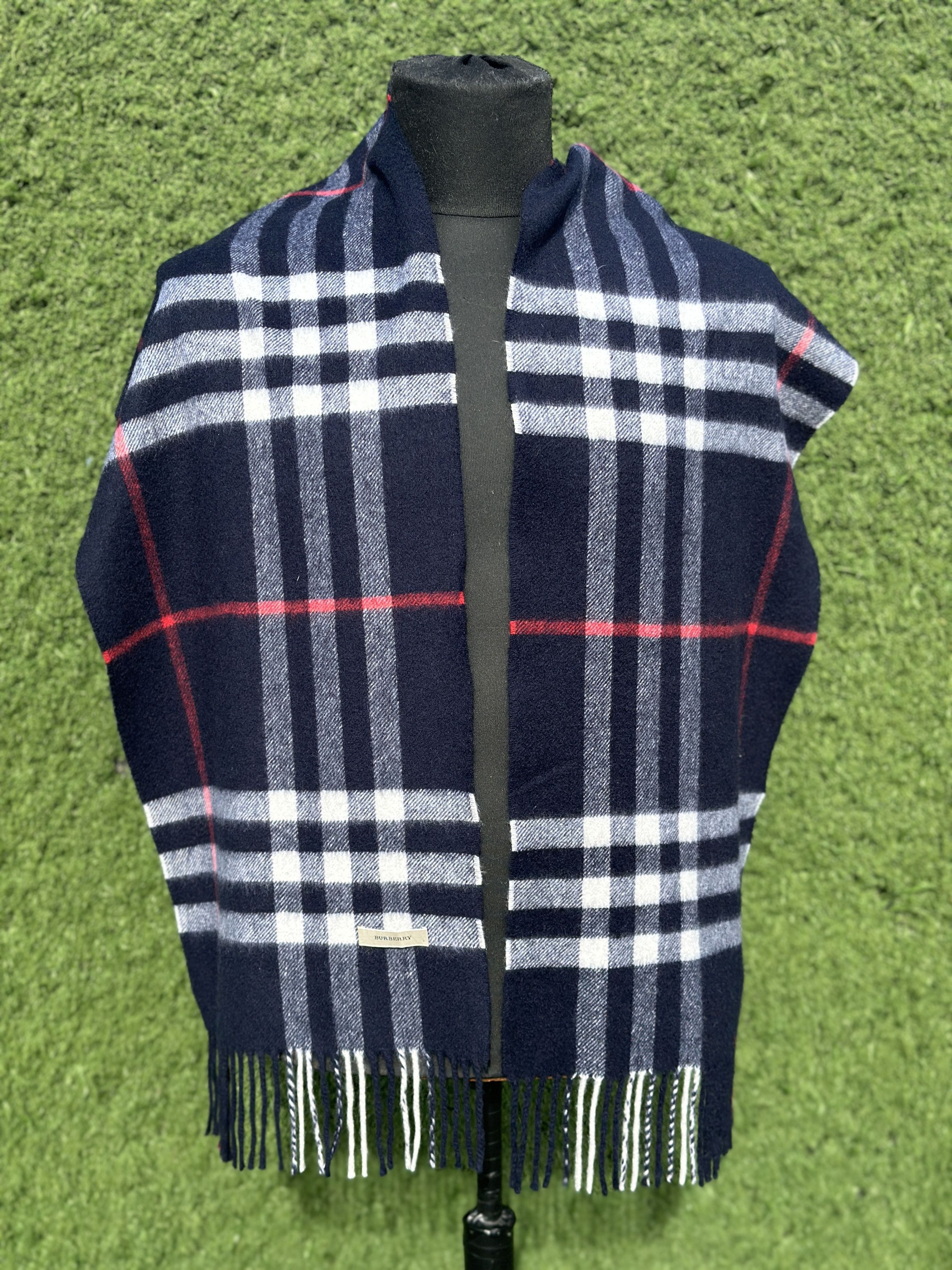 Burberry Burberry 100% Cashmere Check Scarf Fringe Classic 180x30 Cm Size ONE SIZE - 12 Thumbnail