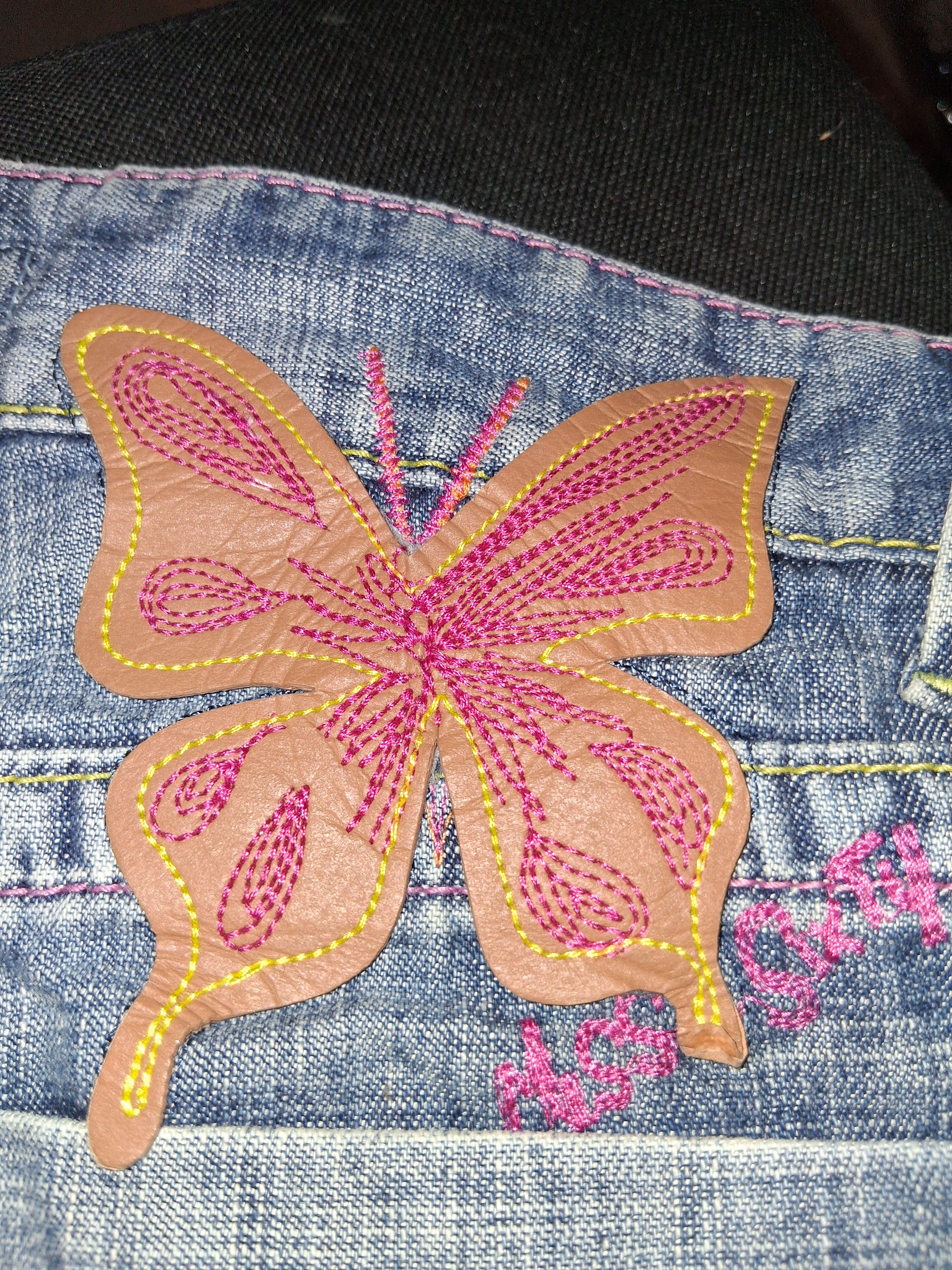 Miss Sixty DS Vintage MISS SIXTY Y2K Butterfly Embroidered Denim Shorts Size 29" - 3 Thumbnail