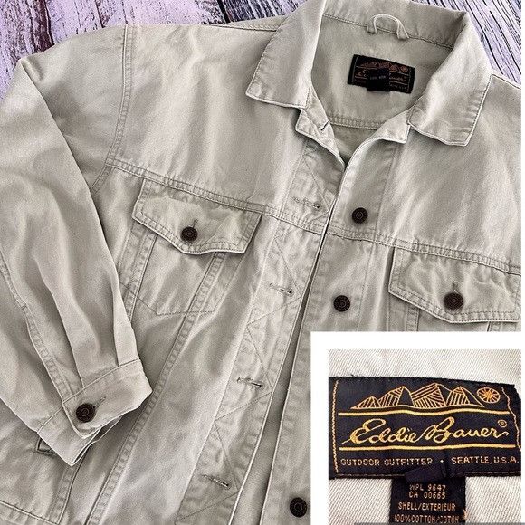 Gilet étiquette noir Eddie Bauer, gilet en denim, veste de pêche, années 80