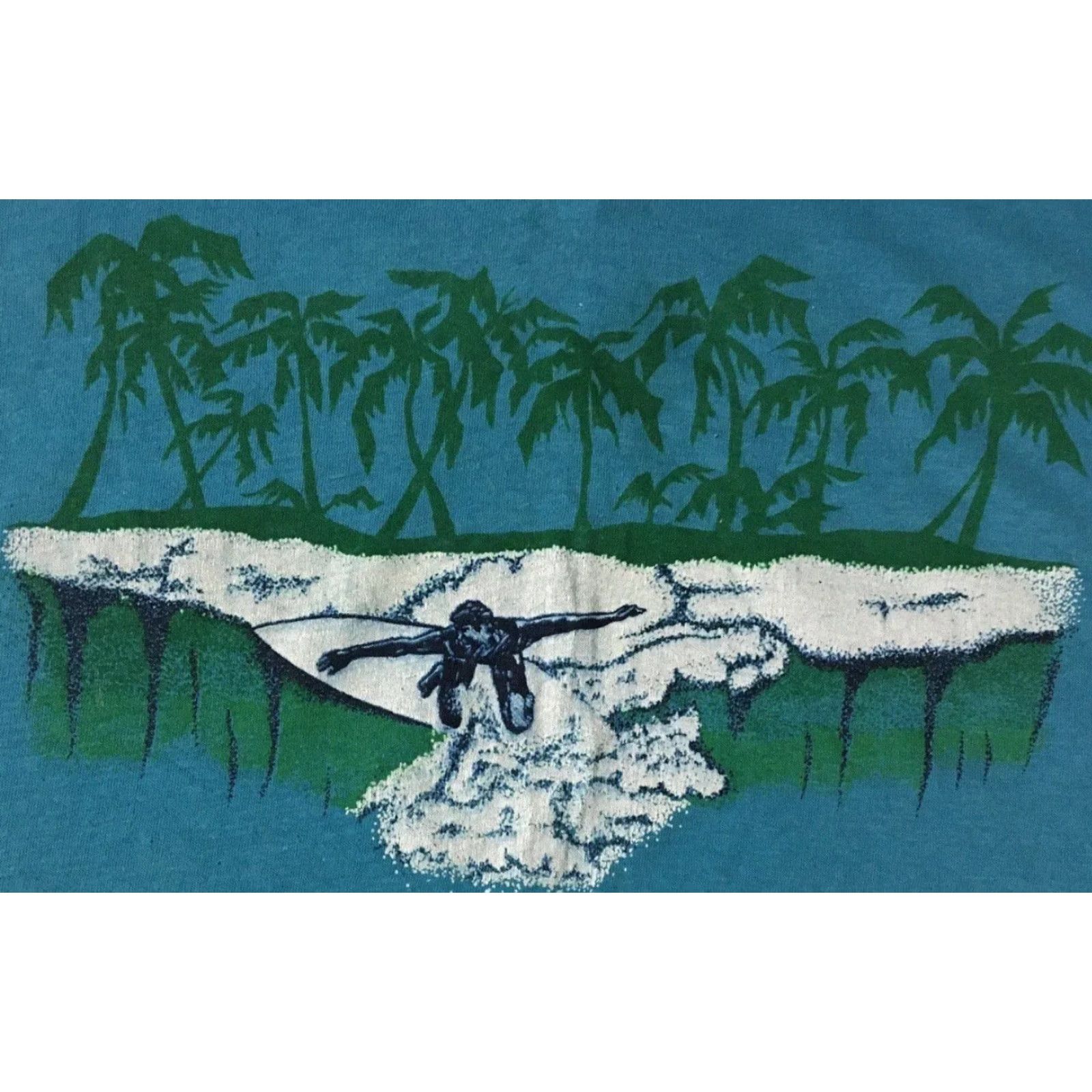 Vintage Vtg 80s Surf Faded Cropped Sleeveless Shirt L USA Blue Size L / US 10 / IT 46 - 2 Thumbnail