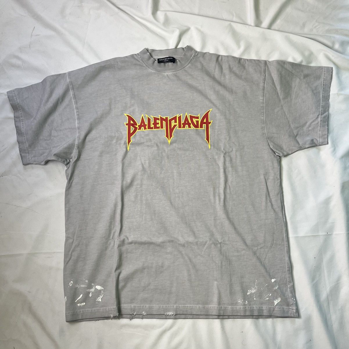 Balenciaga Balenciaga Metal Logo Grey T-Shirt Size US S / EU 44-46 / 1 - 1 Thumbnail