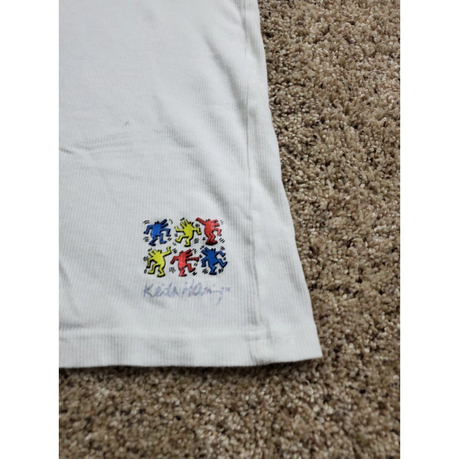 Vintage Keith Haring Tank Shirt Womens Large White Dancing Men Graphic Undershirt Size L / US 10 / IT 46 - 2 Thumbnail