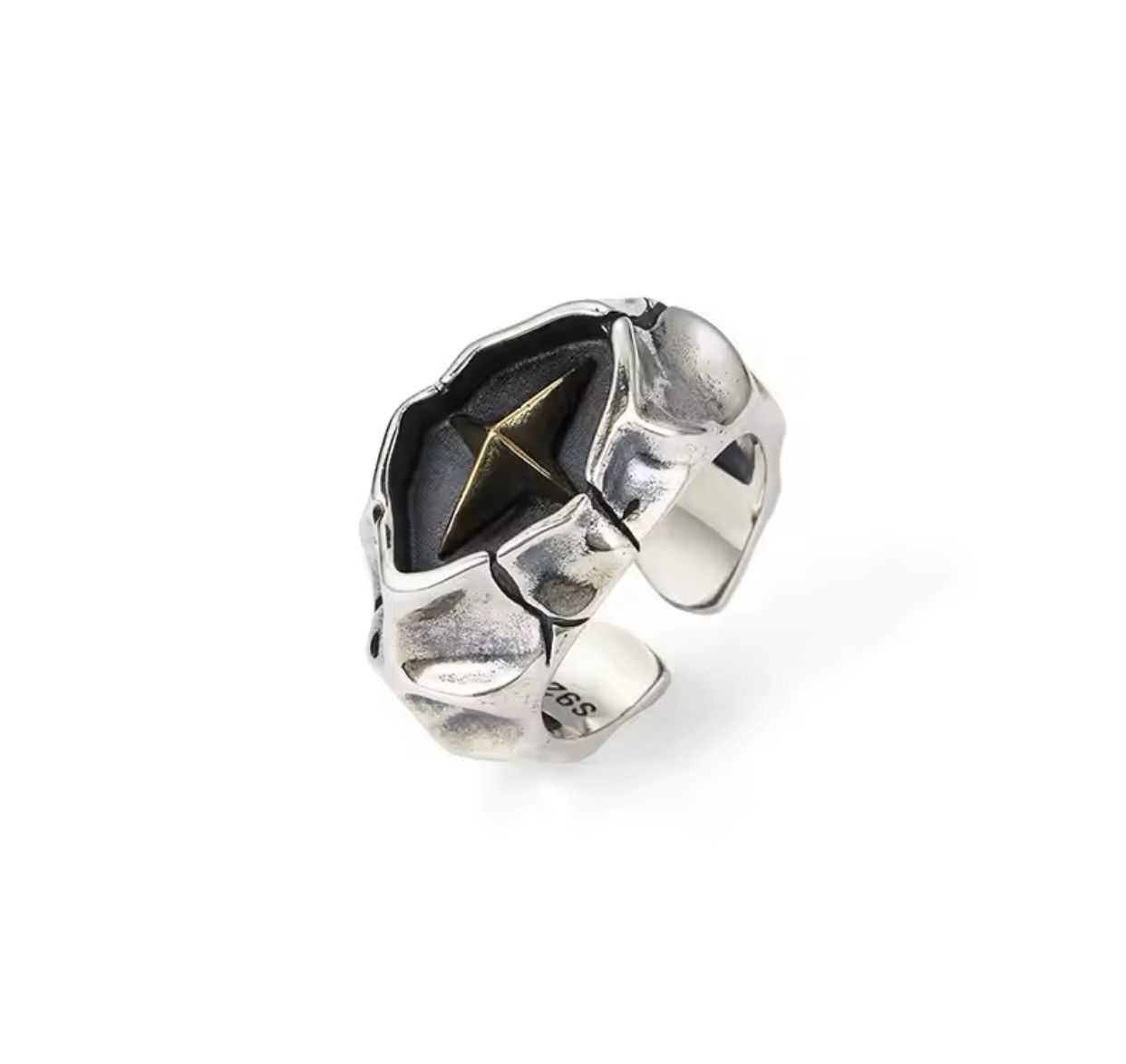 Jewelry Classic Star Pattern Explosion Crack Stone Pattern Ring Size ONE SIZE - 3 Thumbnail