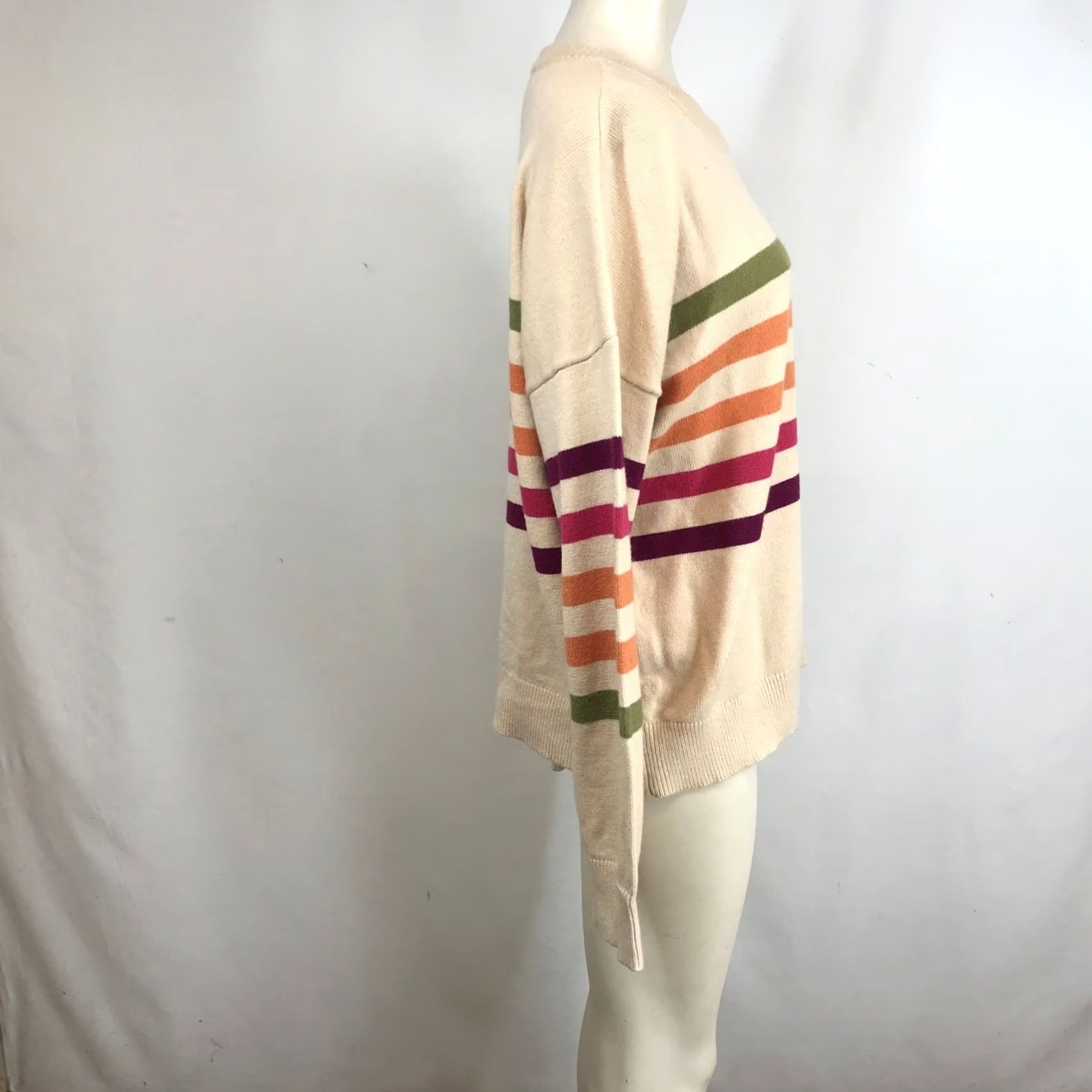 Vintage STACCATO Cream Multi Stripe Crew Neck Long Sleeve Sweater XL Size XL / US 12-14 / IT 48-50 - 4 Thumbnail