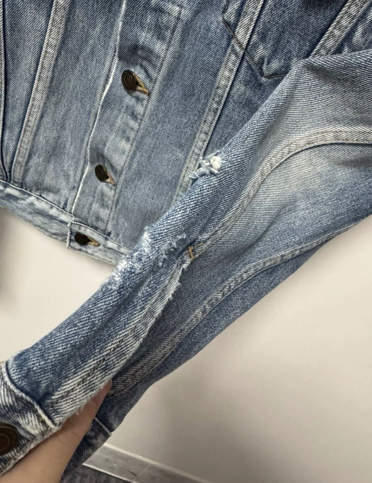 Saint Laurent Paris Saint Laurent 16SS Distressed Brushed Palm Tree Denim Jacket Size US M / EU 48-50 / 2 - 4 Thumbnail