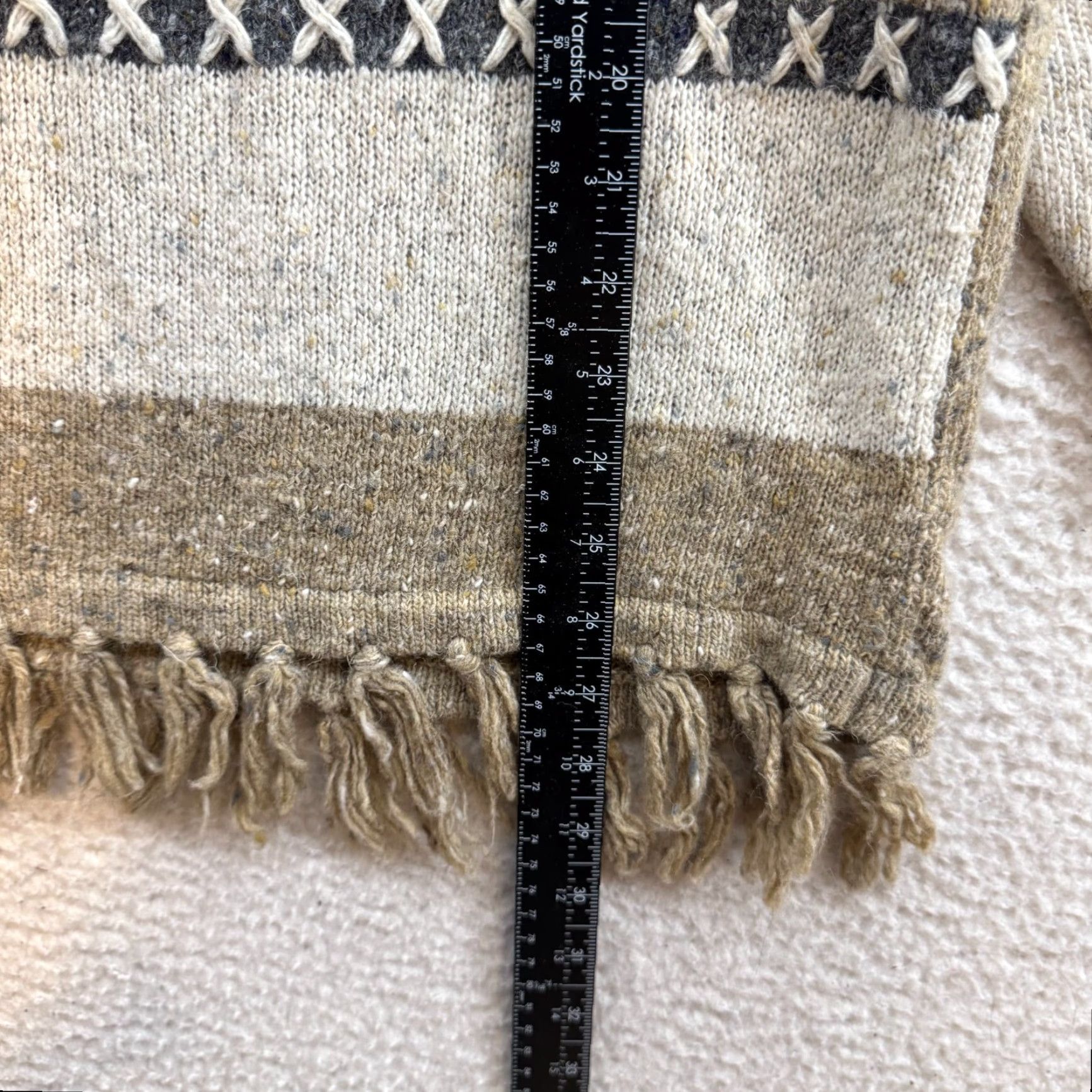 Vintage VINTAGE Sweater Petite Large Tan Turtleneck Rolled Mock Neck Fringe Southwestern Wool Blend Boho 1990s Beige PL Mens? Size L / US 10 / IT 46 - 6 Thumbnail