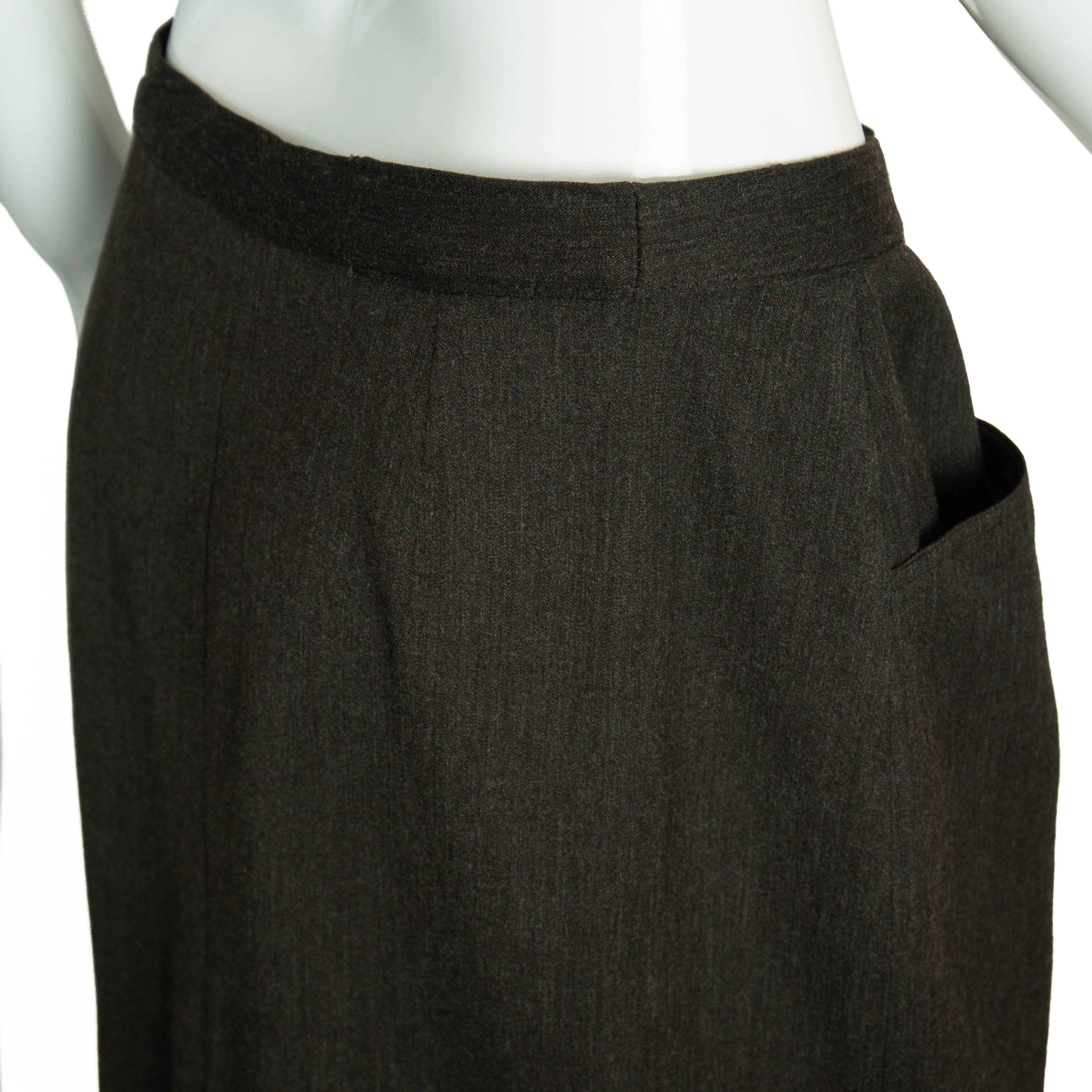 Chanel × Vintage CHANEL Logo Gray Wool Pencil Skirt Vintage 90s 00s Size 30" / US 8 / IT 44 - 4 Thumbnail