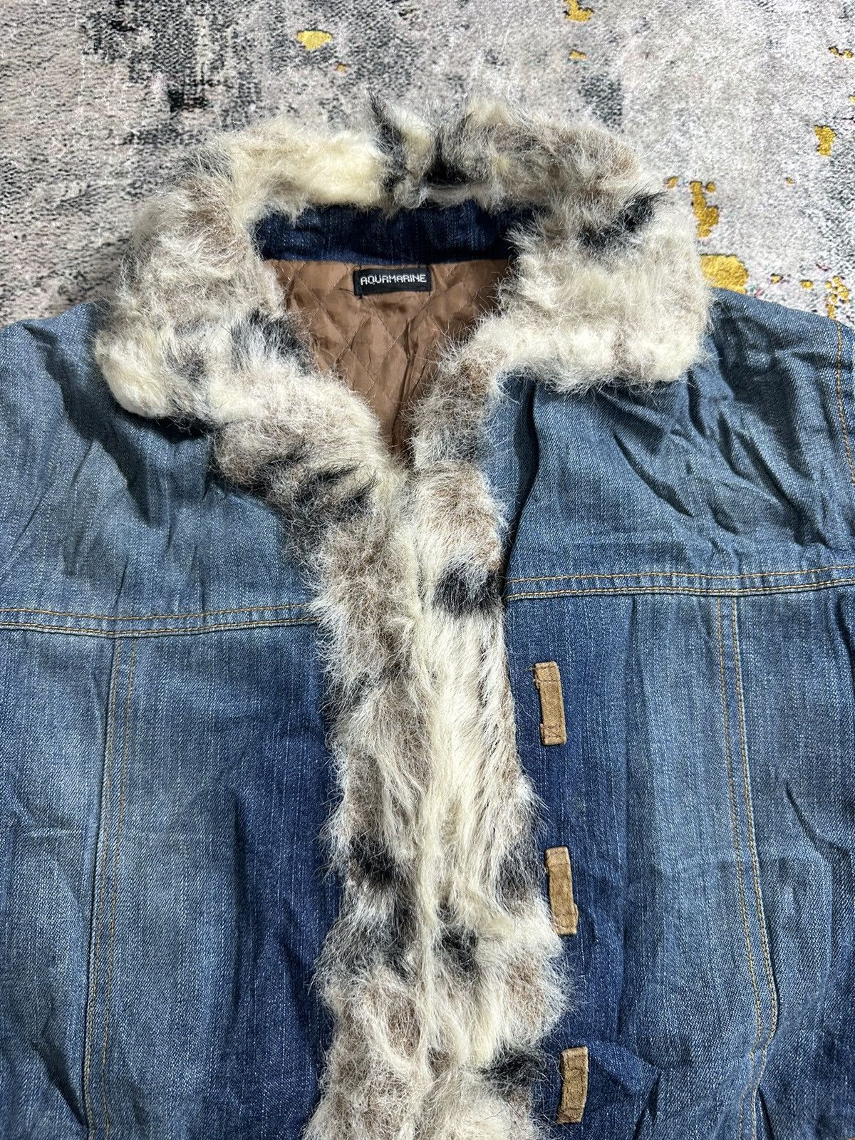 Beauty Beast CRAZY FAUX FUR COLLAR DENIM JACKET VINTAGE Y2K JAPAN STYLE Size US M / EU 48-50 / 2 - 2 Thumbnail