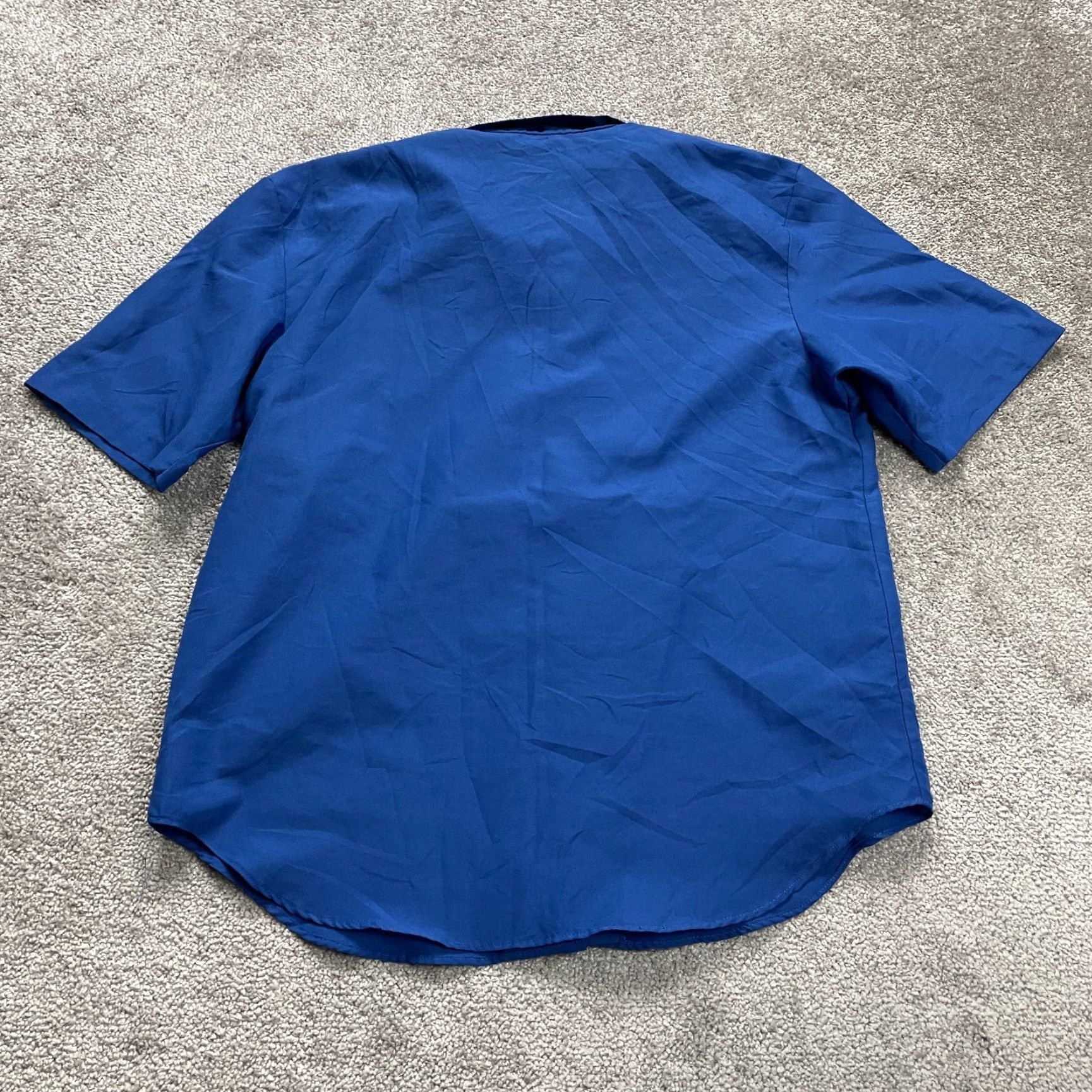 Vintage Unbranded Button Down shirt Womens Large Royal Blue Short Sleeve Business Casual Size L / US 10 / IT 46 - 2 Thumbnail
