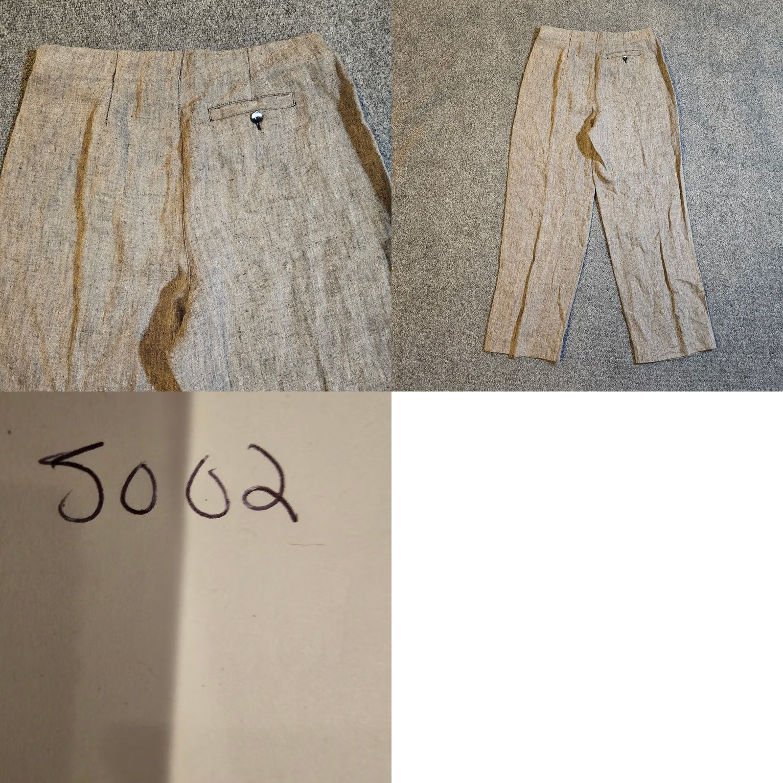 Vintage Chico's Pants 1 Womens Medium Gray Linen Straight Ankle Boho Lagenlook Career Pants Size 28" / US 6 / IT 42 - 8 Thumbnail