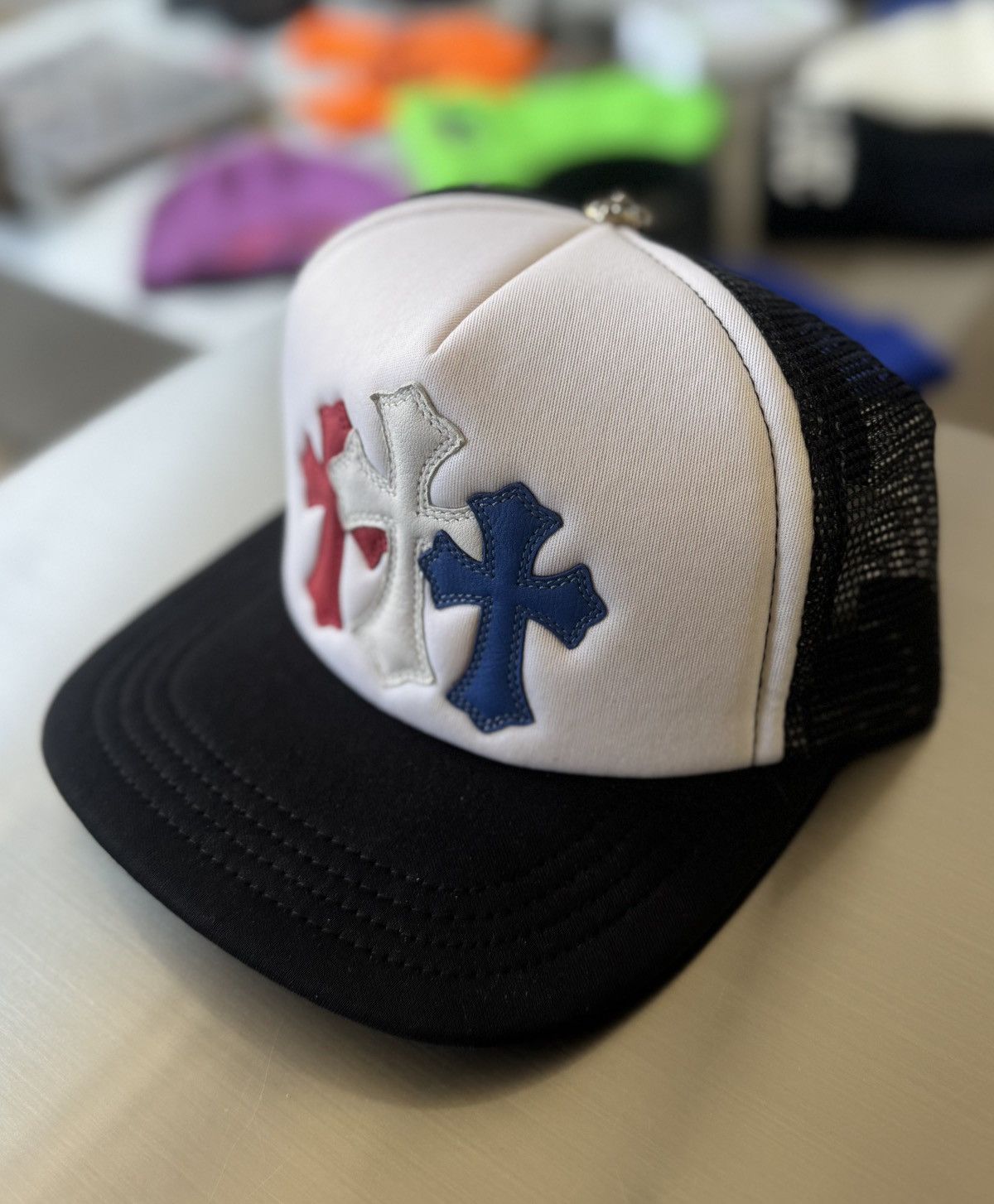 Chrome Hearts Chrome Hearts Cemetery cross patch 4th of July trucker hat Size ONE SIZE - 1 Thumbnail