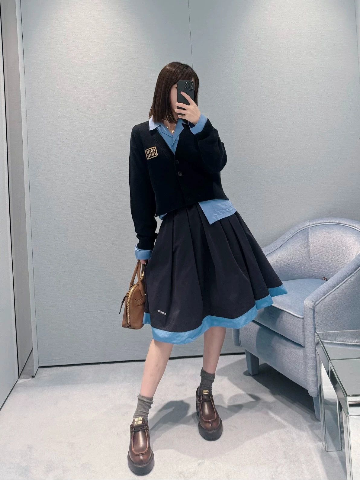 Miu Miu MIU MIU 24FW Runway Blue Colorblock Tutu Skirt 36 Size 25" / US 0 / IT 36 - 7 Thumbnail