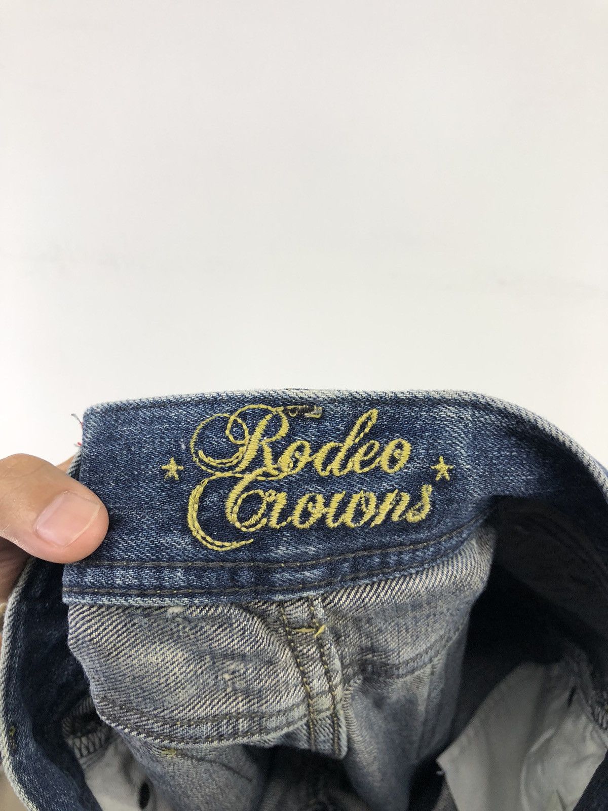 Japanese Brand Rodeo Crowns Low Rise Distressed Faded Blue Jeans Size 28" / US 6 / IT 42 - 21 Thumbnail