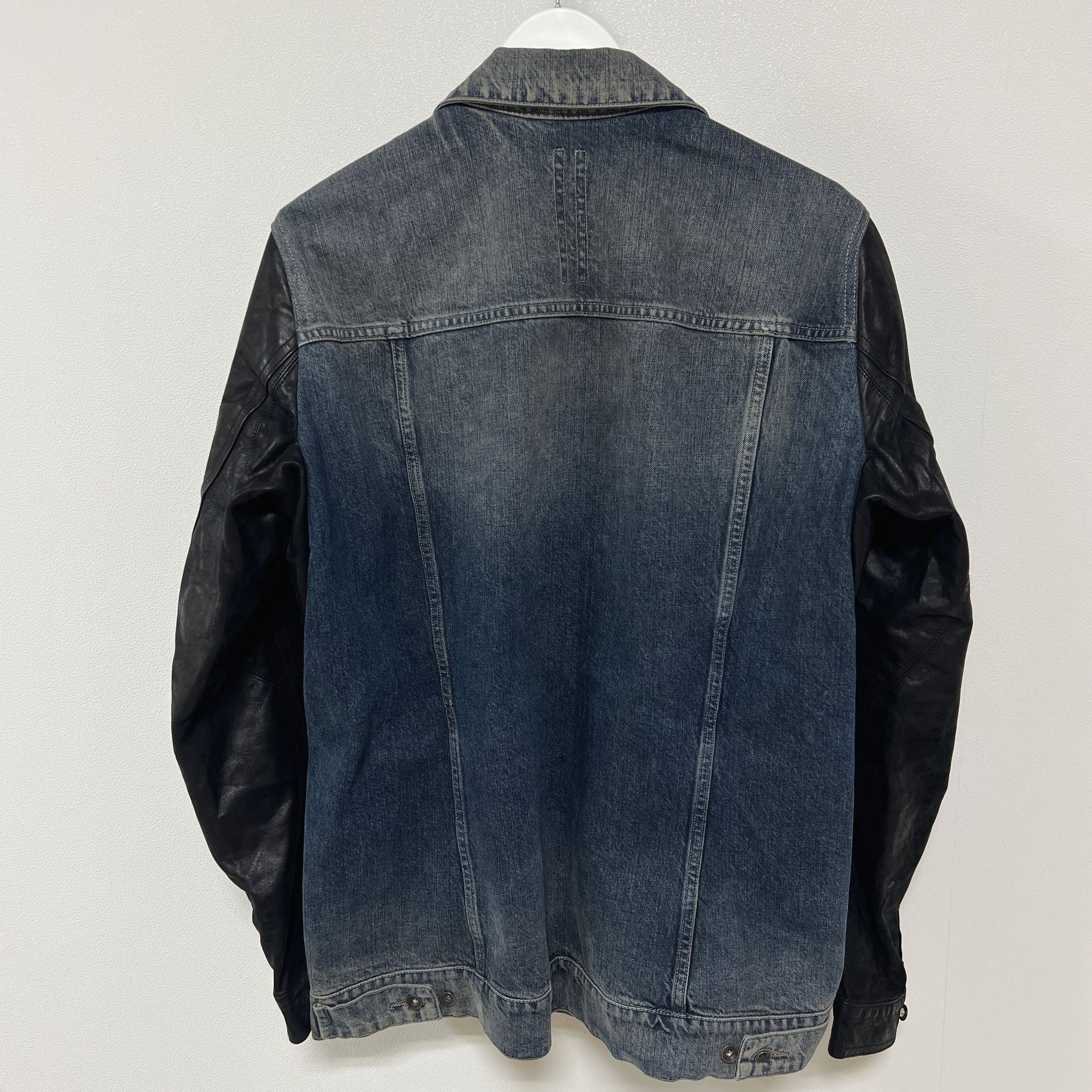 Rick Owens Rick Owens SS14 DRKSHDW Leather Sleeve Denim Jacket Hustler Size US L / EU 52-54 / 3 - 4 Thumbnail