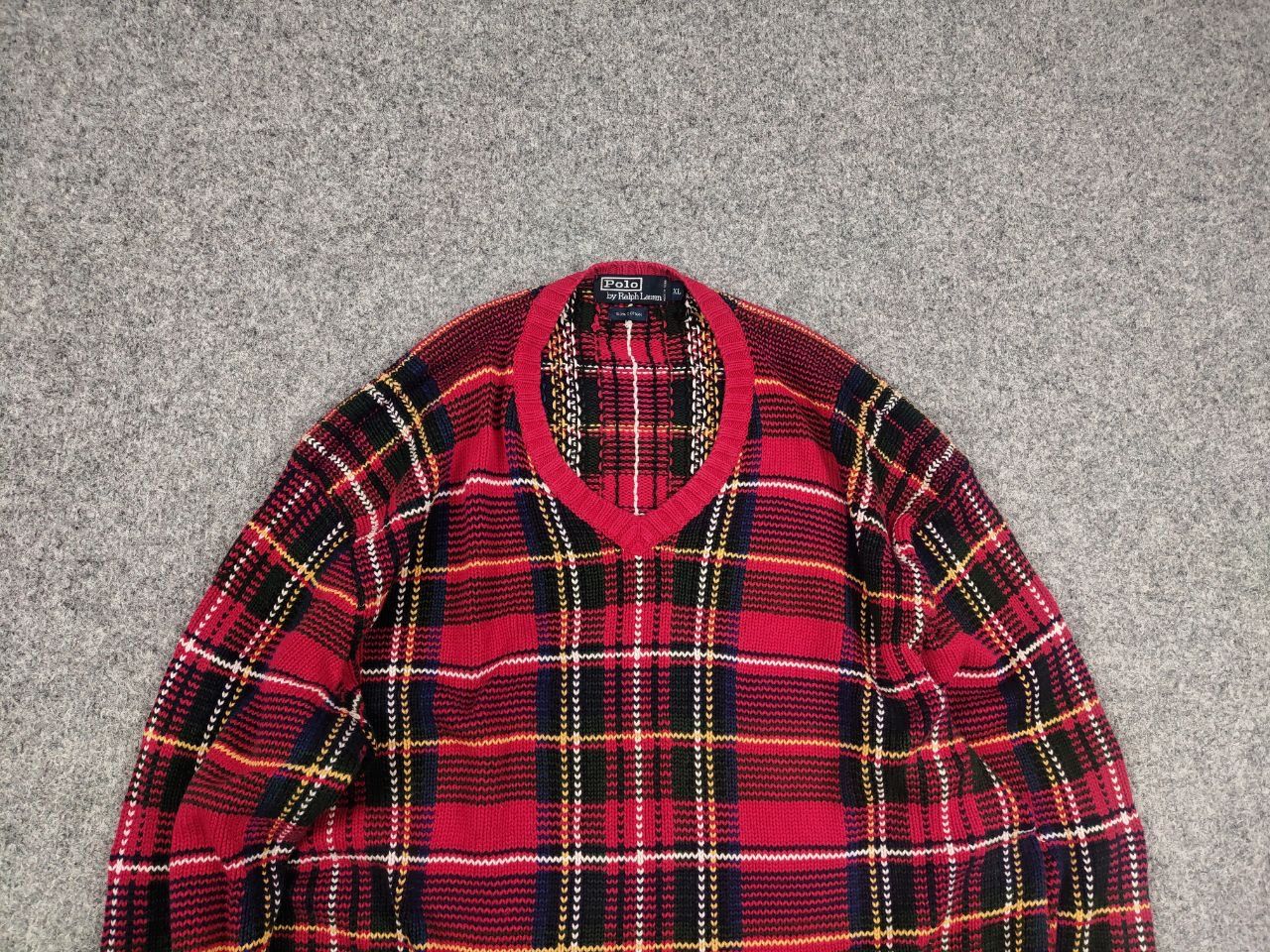 Polo Ralph Lauren Rare Vintage Polo Ralph Lauren Knit Sweater Plaid Red Tartan Size US XL / EU 56 / 4 - 4 Thumbnail