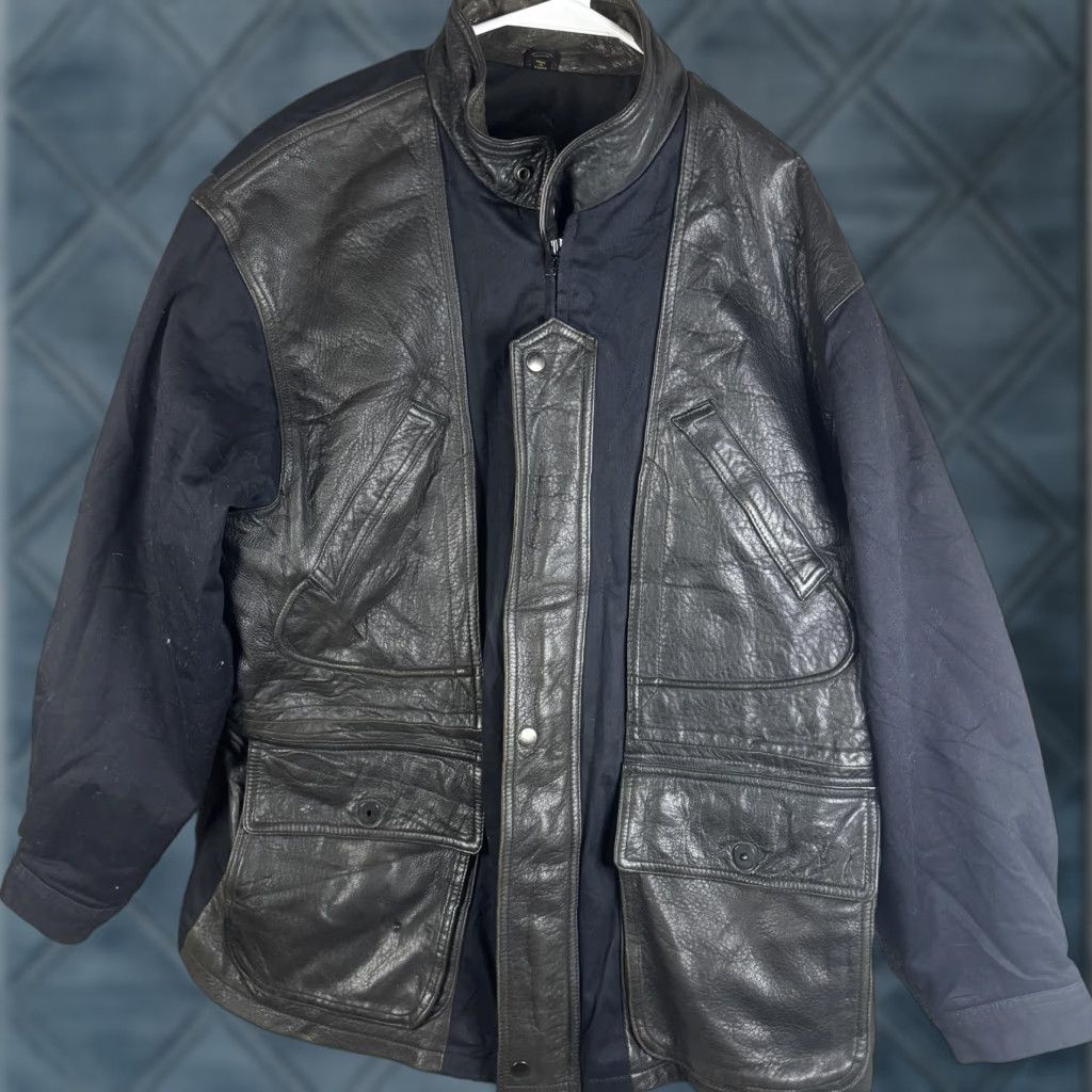 Vintage Vintage Lakeland Coat Mens 42 Black Leather Canvas Insulated Outdoor Pockets Size US XS / EU 42 / 0 - 1 Thumbnail