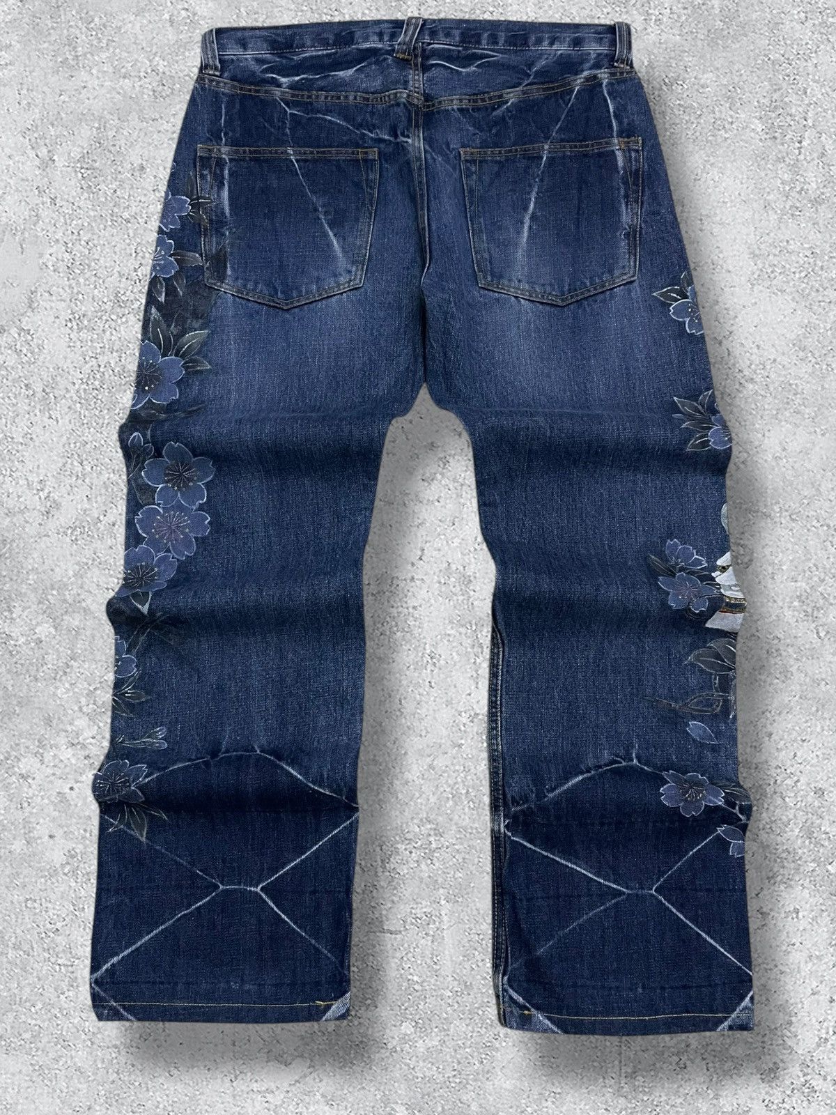 Beauty Beast Vintage Japan 90’s Karakuri Tamashi Satanic Face Jeans Size US 34 / EU 50 - 8 Thumbnail