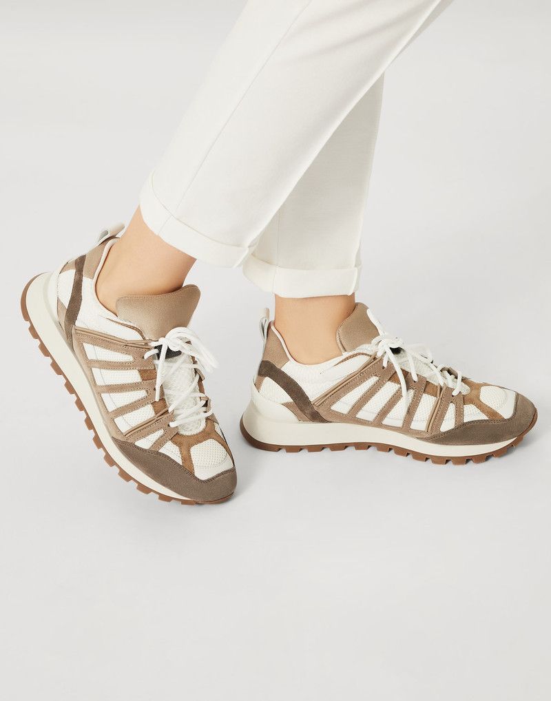Brunello Cucinelli o1la1rc1a0326 Suede Techno Fabric Runners Sneakers Size US 7 / IT 37 - 2 Thumbnail