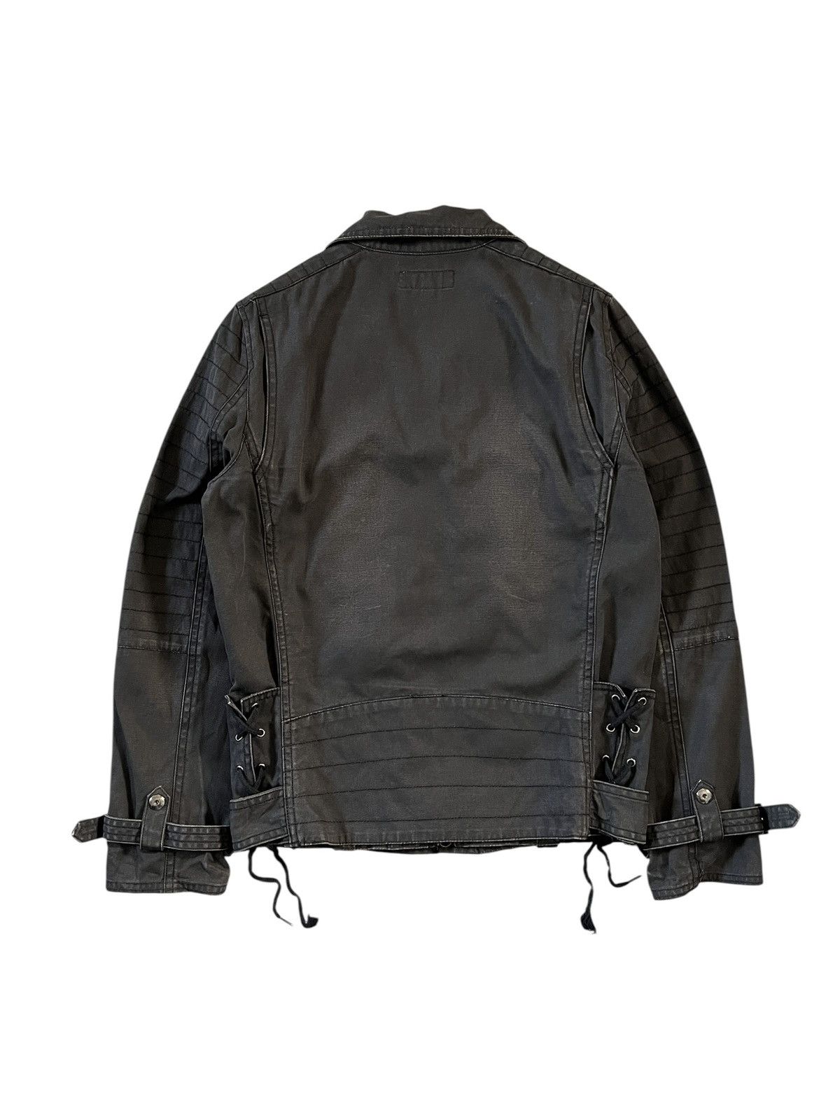 LOWBOX 2000s Lowbox Washed Black Lace-Up Biker Jacket Size US M / EU 48-50 / 2 - 3 Thumbnail