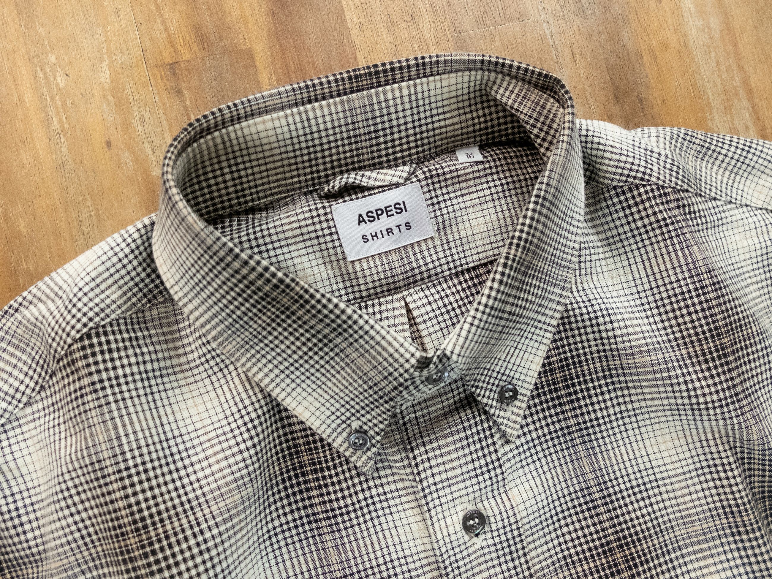 Aspesi ASPESI beige regular fit glencheck plaid button-down shirt Size US L / EU 52-54 / 3 - 4 Thumbnail