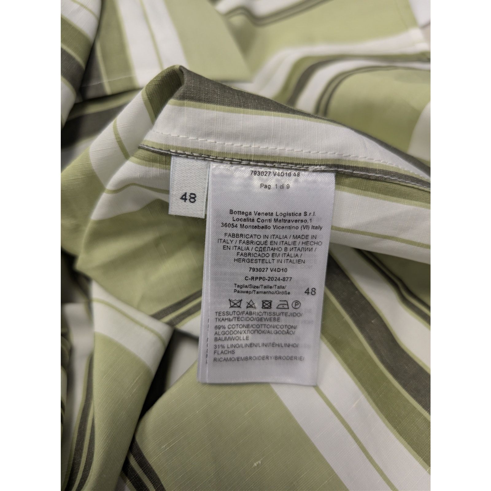Bottega Veneta o1rshd1 Chunky Cotton Stripe Shirt Green/Olive Multi-Stripe Size US M / EU 48-50 / 2 - 17 Thumbnail