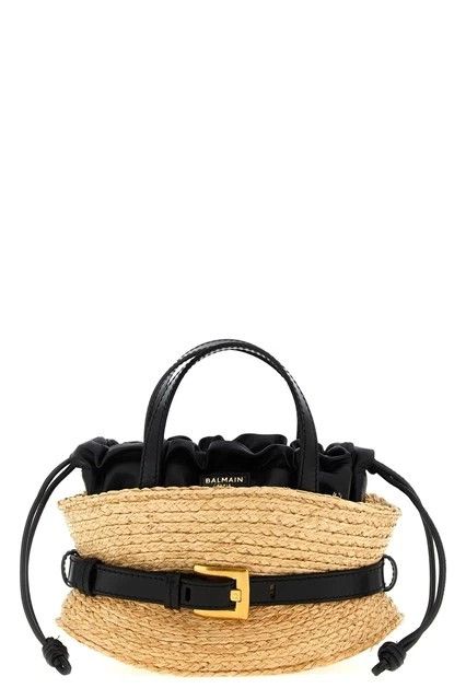 Balmain BALMAIN Mini Raffia/Leather Top Handle Bag New Size ONE SIZE - 1 Thumbnail