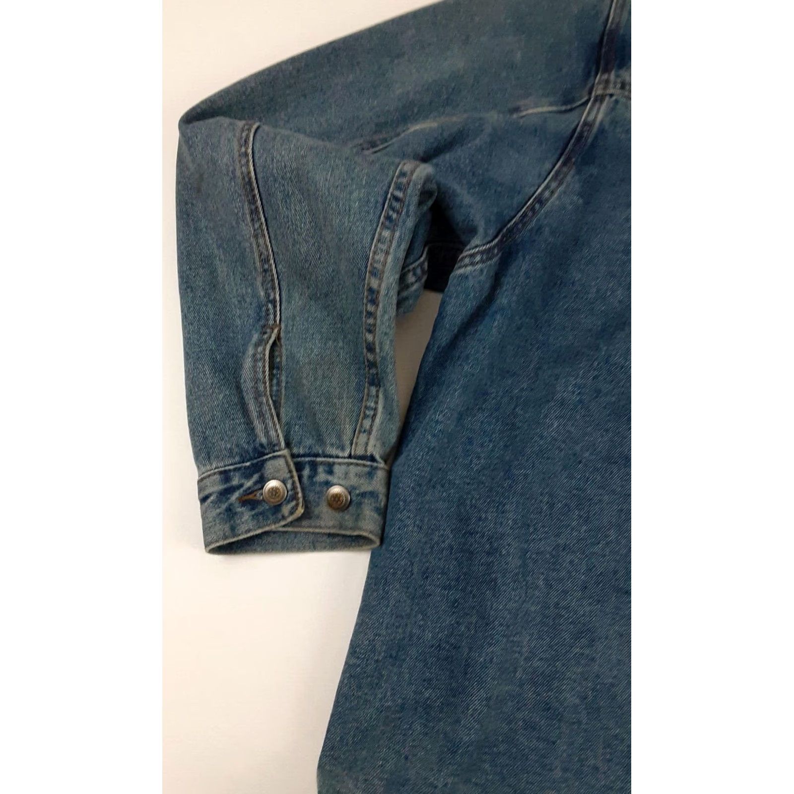 Dunbrooke VINTAGE Dunbrooke Rail 600 Days Injury Free Blue Jeans Jacket XL Blue Denim Bomber Jacket Mens Leather Suede Collar, All Seasons, Chicago Division Size US 36 / EU 52 - 4 Thumbnail