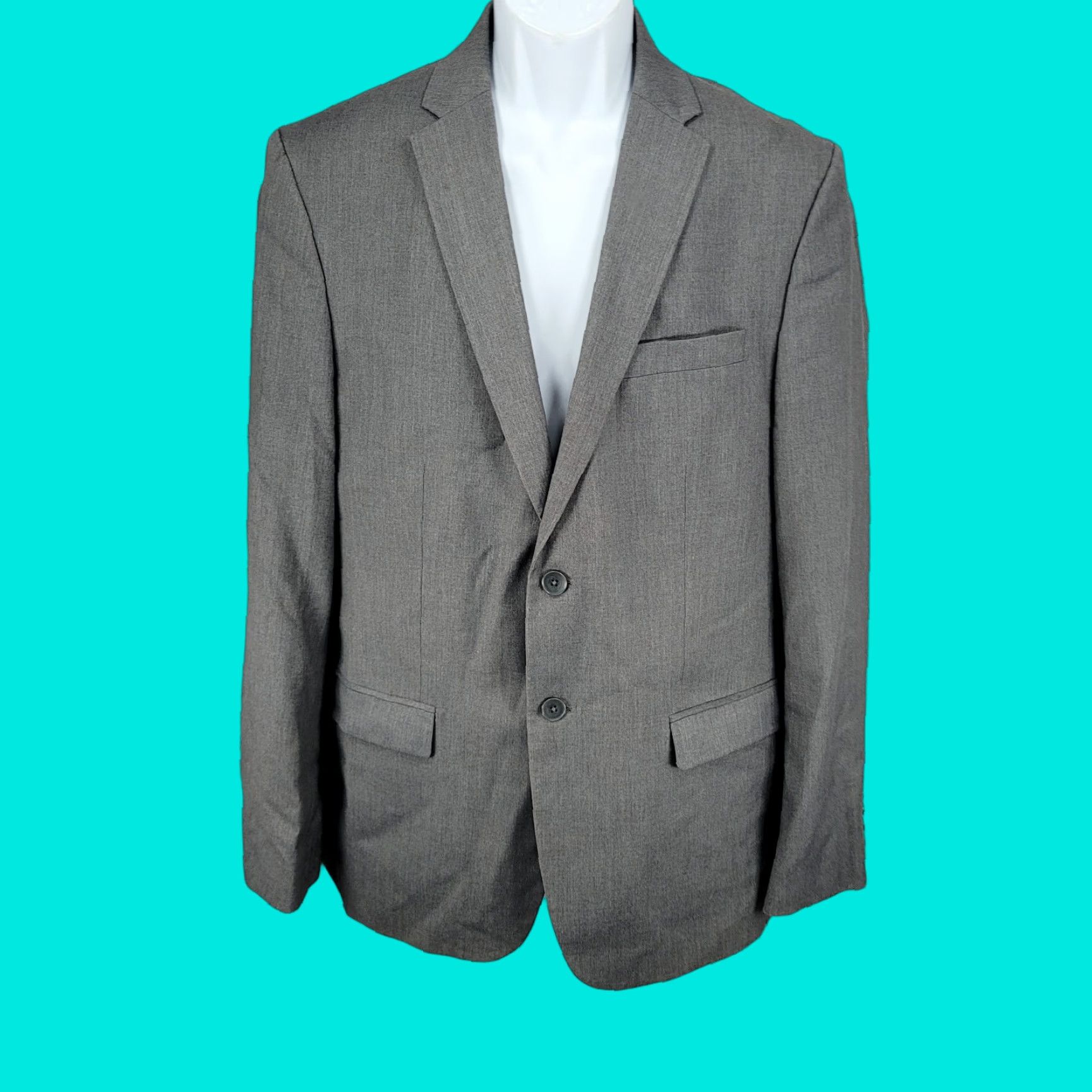 Calvin Klein Calvin Klein Grey Slim Fit 2 Button Vented Notch Blazer Sport Coat Large L Size 42R - 1 Thumbnail