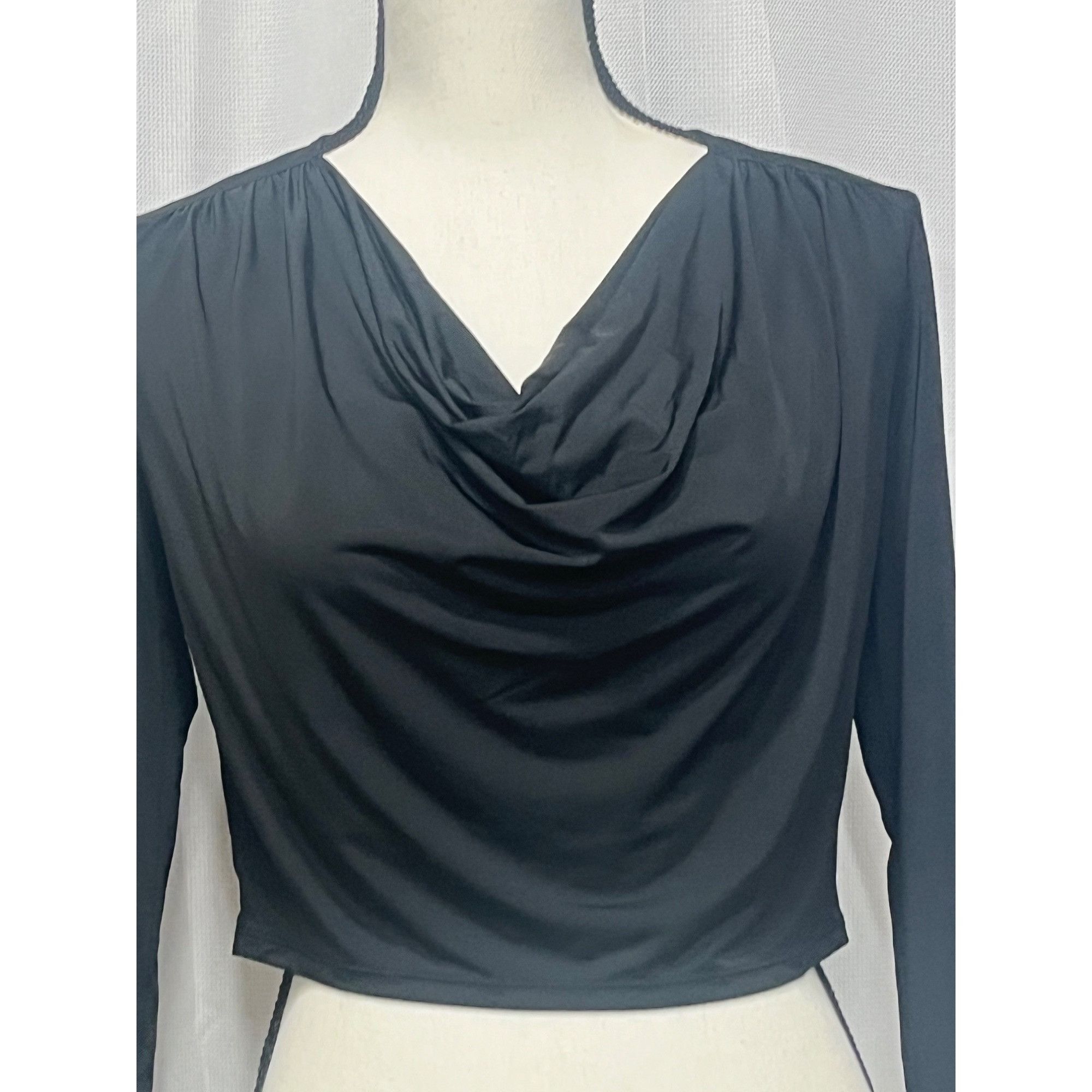 Other Open Edit Cowl Neck Long Sleeve Crop Top, Black, S Size S / US 4 / IT 40 - 3 Thumbnail