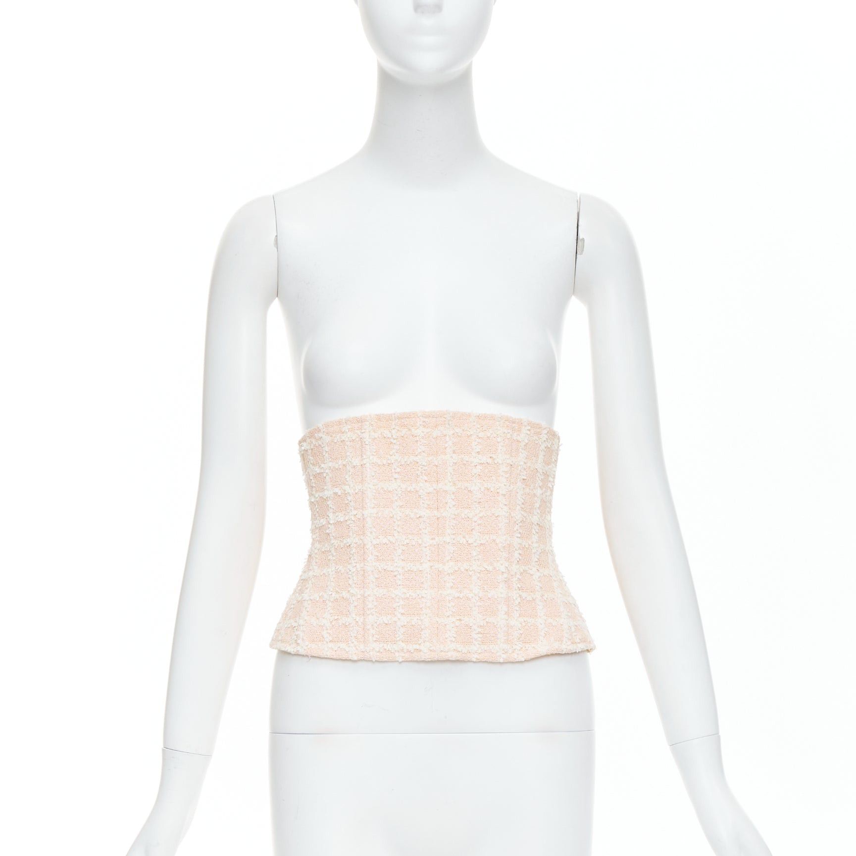 Chanel rare CHANEL 94P Vintage pink checker tweed silk lined boned corset belt FR40 L Size M / US 6-8 / IT 42-44 - 1 Thumbnail