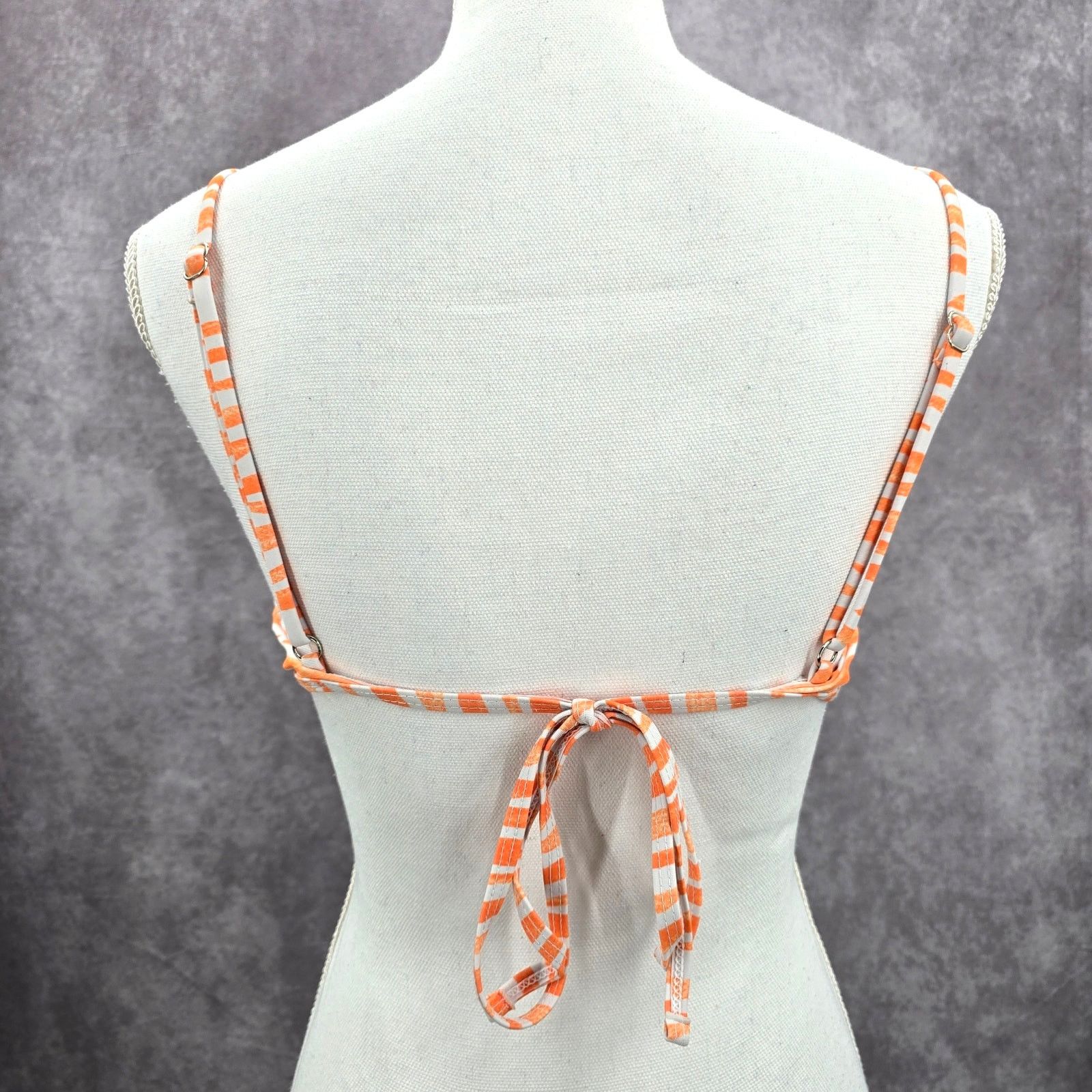 Shein Shein Orange White Stripe Triangle String Bikini Top Medium Size ONE SIZE - 3 Thumbnail